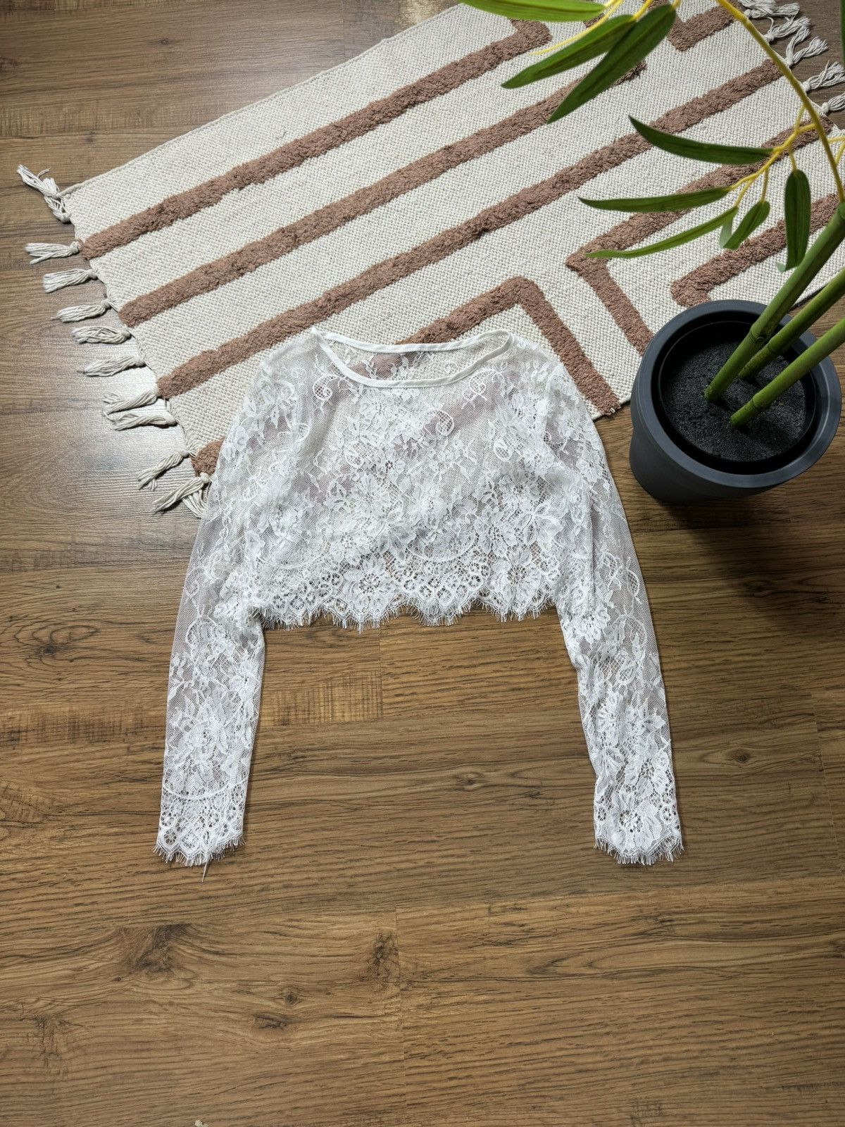 Vintage VINTAGE GUIPURE LACE RUCHES MESH LONG SLEEVE Size S / US 4 / IT 40 - 1 Thumbnail