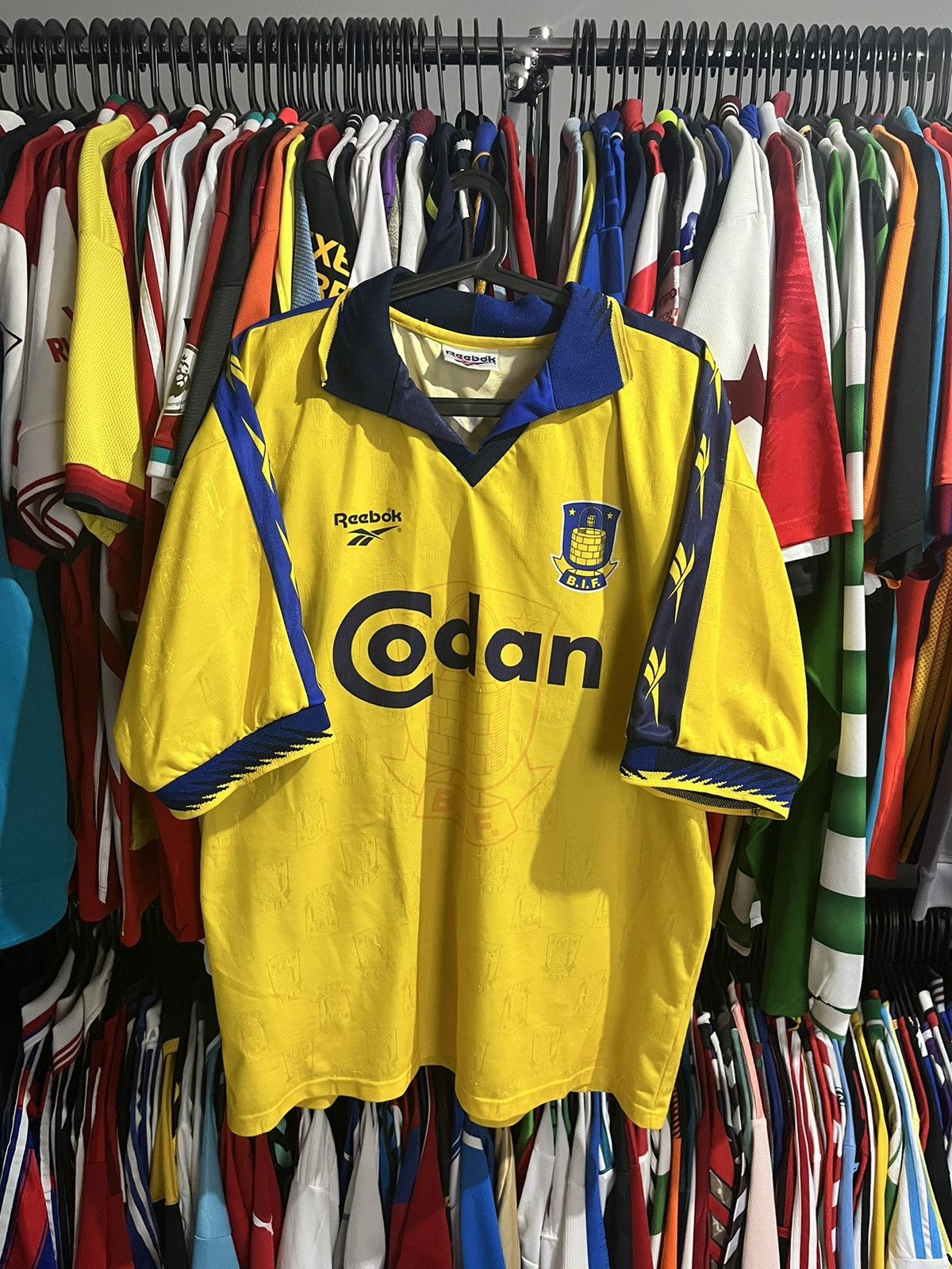 image of Vintage Reebok Brondby 1996/97 & 1997/98 Home Soccer Jersey in Yellow, Men's (Size 2XL)