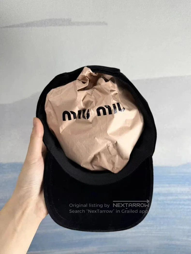 Miu Miu Miu Miu Black Velvet Baseball Cap-yf. Size ONE SIZE - 3 Thumbnail