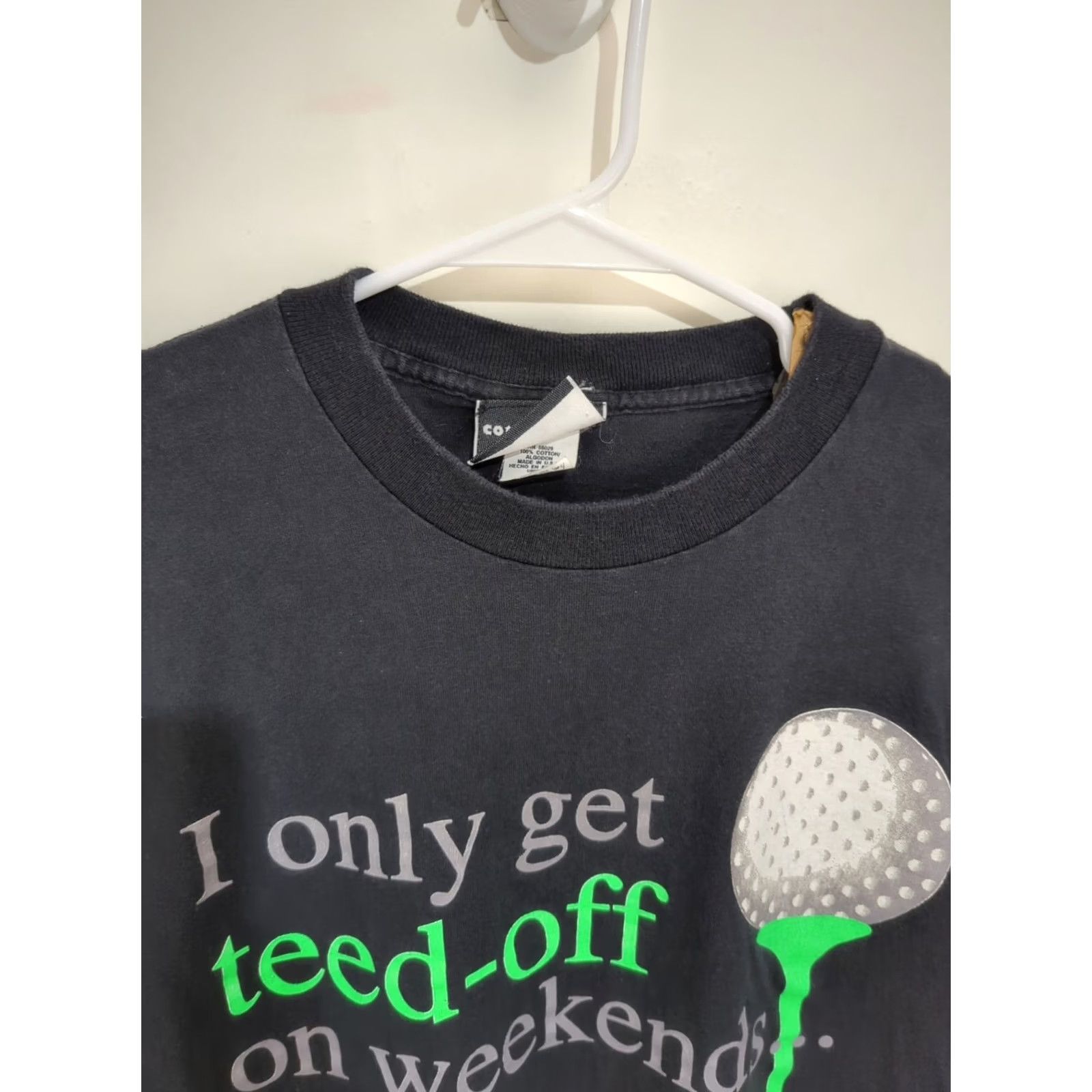 Vintage VINTAGE Cottontops Golf T Shirt Men Large Black 90s USA Made Short Sleeve Crew Neck Funny Logo Nationwide Sports Size US L / EU 52-54 / 3 - 4 Thumbnail
