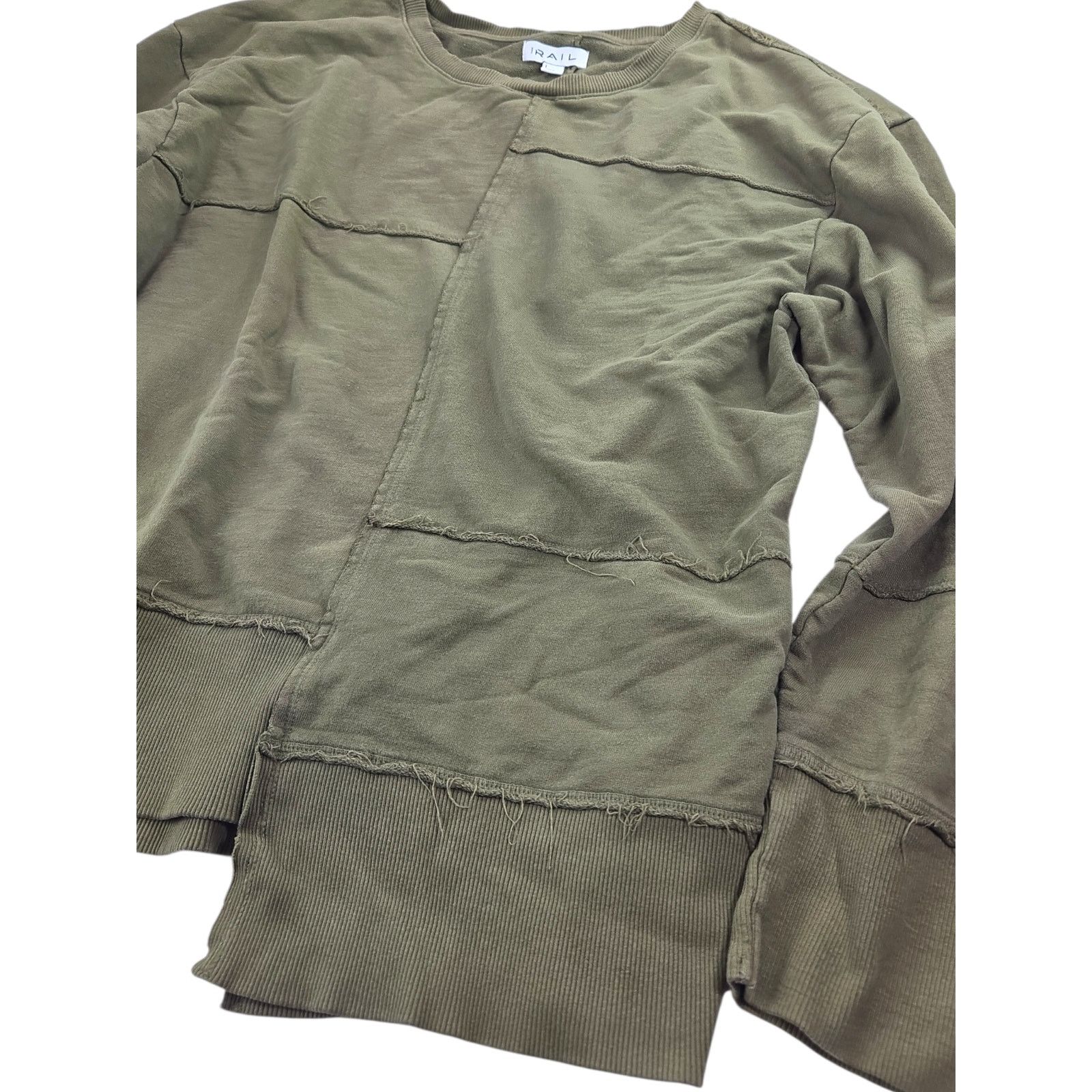The Rail The Rail | Olive Green Asymmetrical Patch Sweatshirt | Large Size US L / EU 52-54 / 3 - 4 Thumbnail