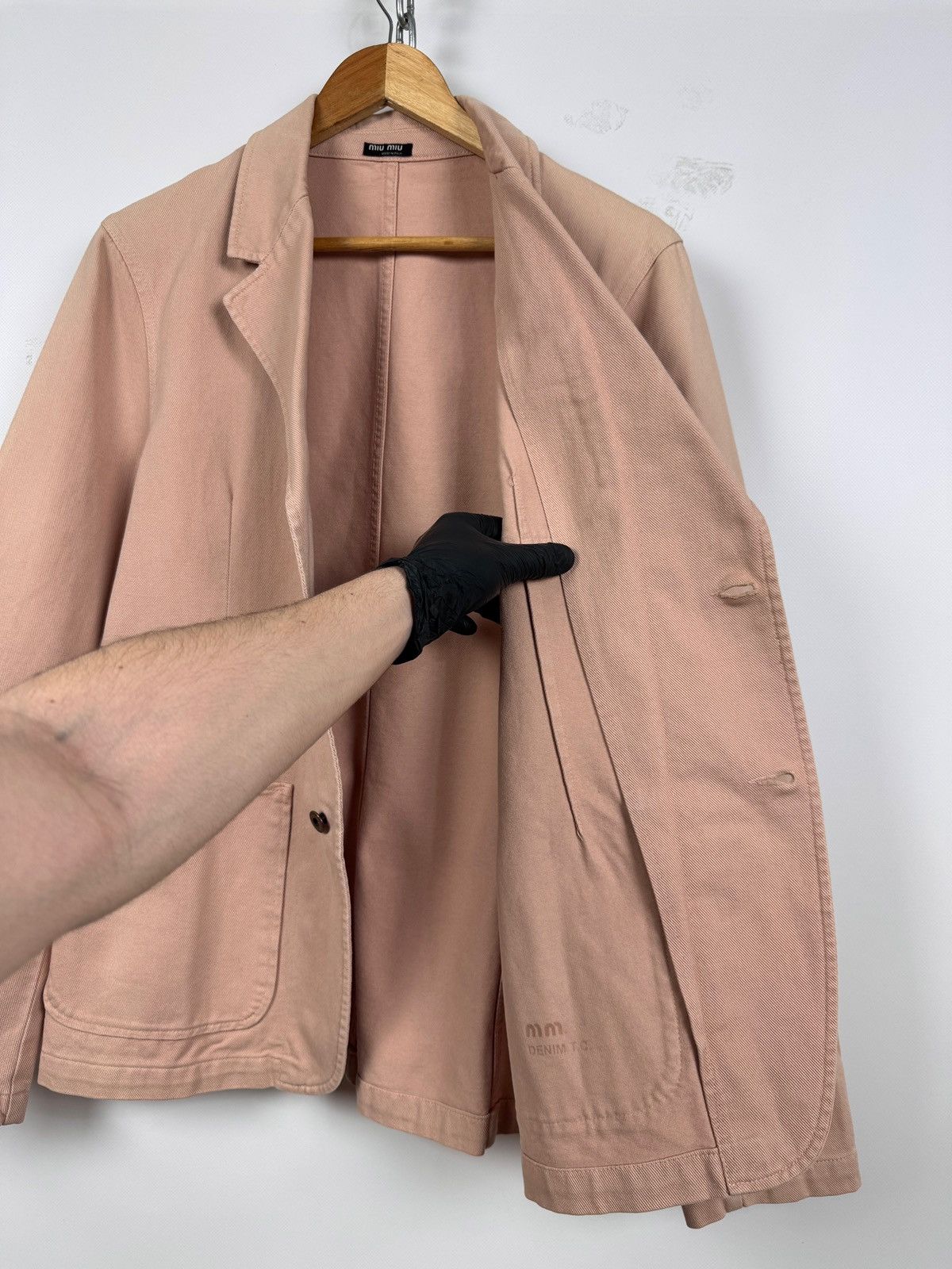 Miu Miu 00s Vintage Miu Miu by Prada Denim T.C. Pink Blazer Jacket Size US M / EU 48-50 / 2 - 12 Thumbnail