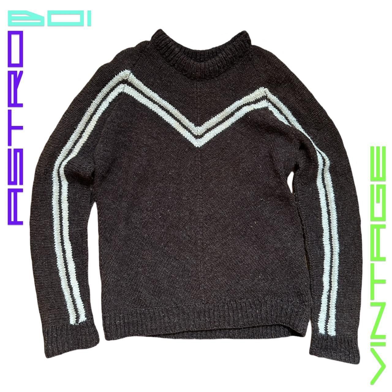 Vintage Vintage Brown Wool ‘Prada Style’ V Pattern Sweater – Large Size US L / EU 52-54 / 3 - 6 Thumbnail