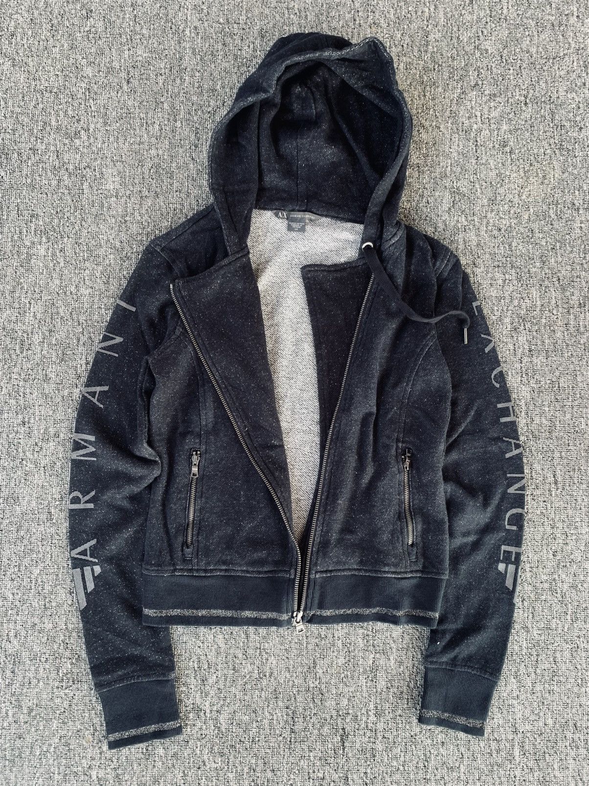 Armani Exchange Armani Exchange Assymmetric Zip Poem Sleeve Jacket Hoodie Size S / US 4 / IT 40 - 2 Thumbnail
