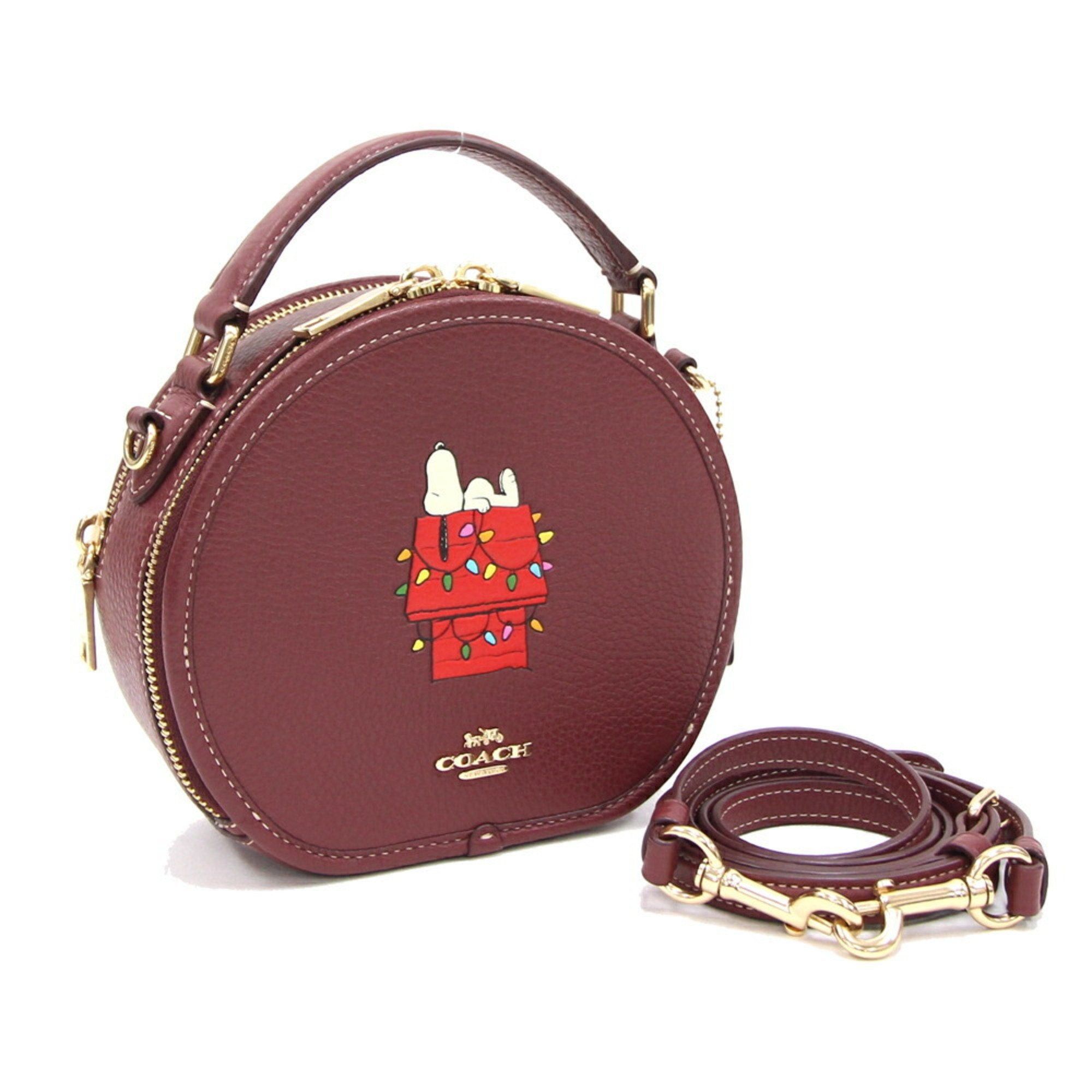 image of Coach Handbag Canteen Crossbody Snoopy Lights Motif Ce844 Bordeaux Leather Peanuts Ladies in Red, W