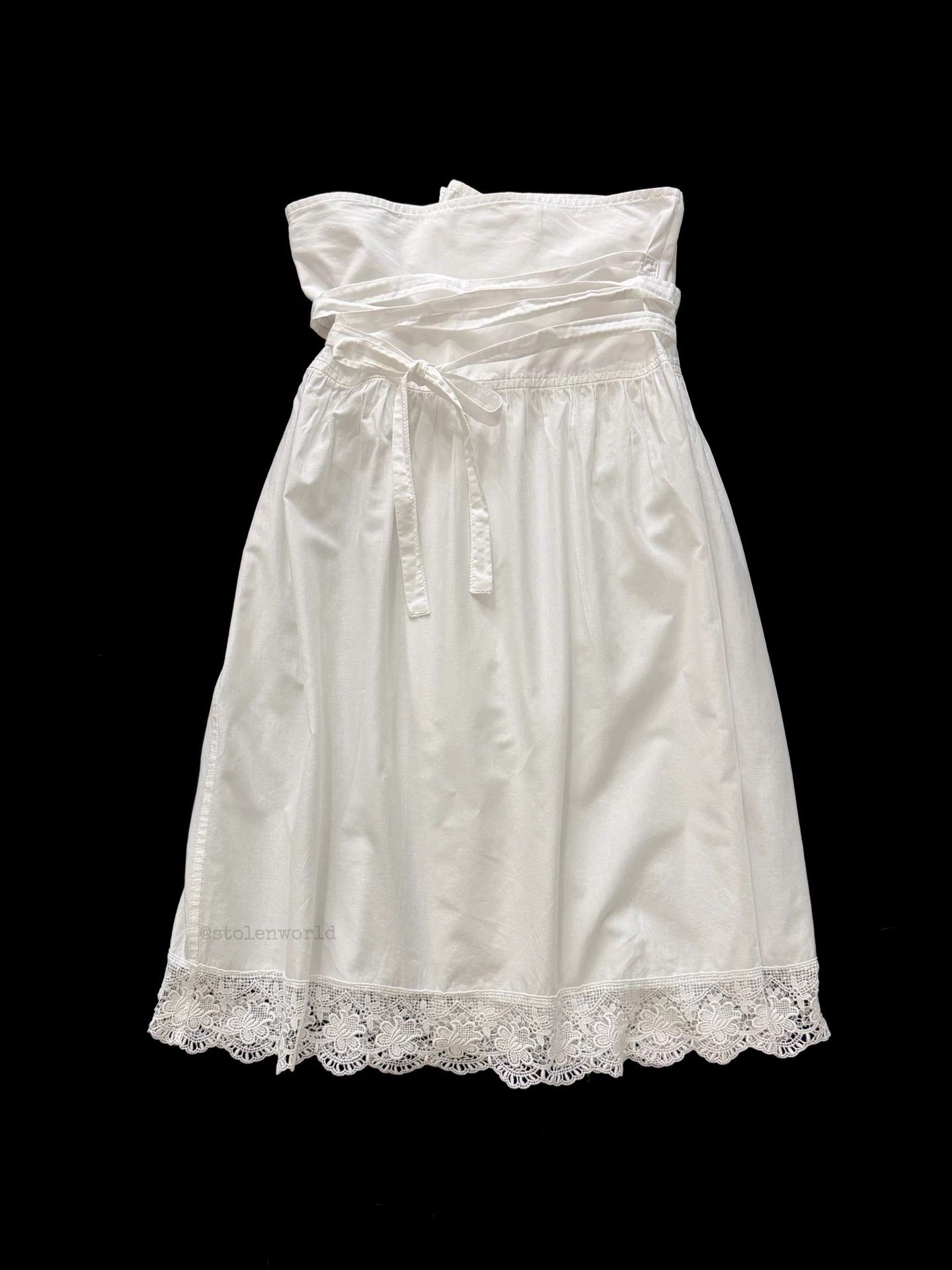 CDG White Cotton Lace Wrap Skirt M