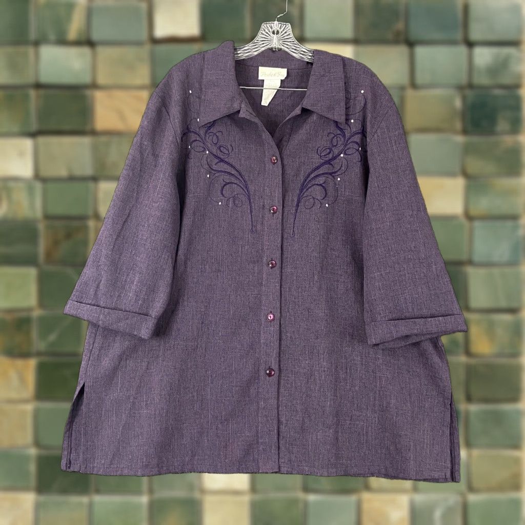 Vintage Pride & Joy Blouse Button Up Women 20W Purple, Plus Size, blouse, Women, 20W Size 3XL / US 20-22 - 1 Thumbnail