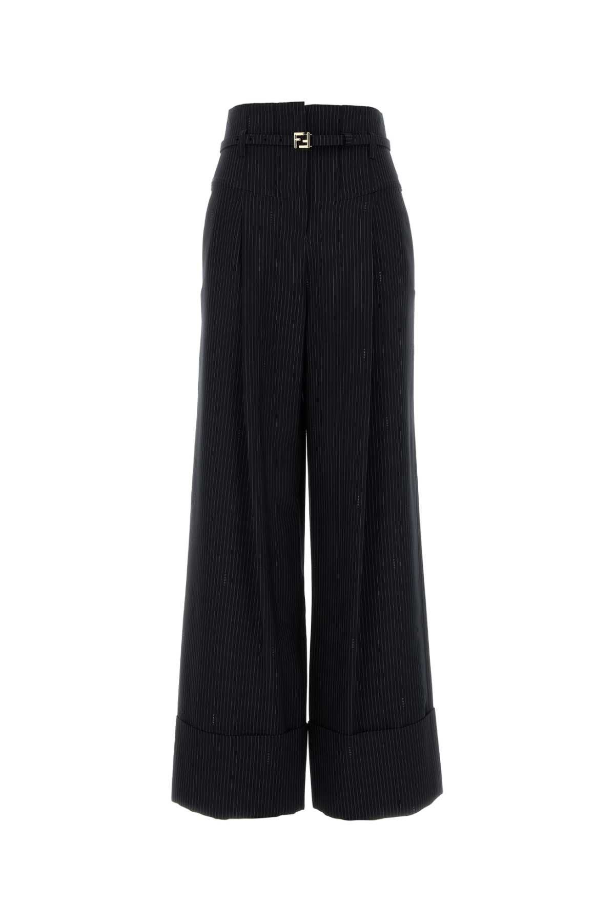 Fendi Embroidered Wool Blend Wide-Leg Pant Size 27" / US 4 / IT 40 - 1 Thumbnail