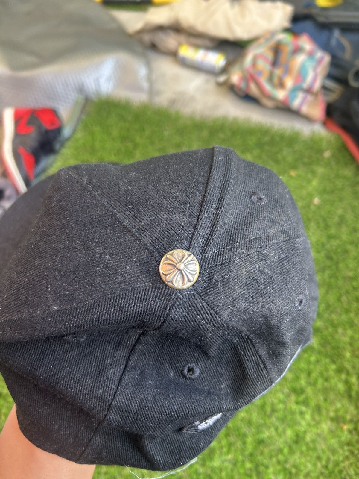 Chrome Hearts Chrome Hearts Black Waxed Denim Cross Hat Size ONE SIZE - 4 Thumbnail