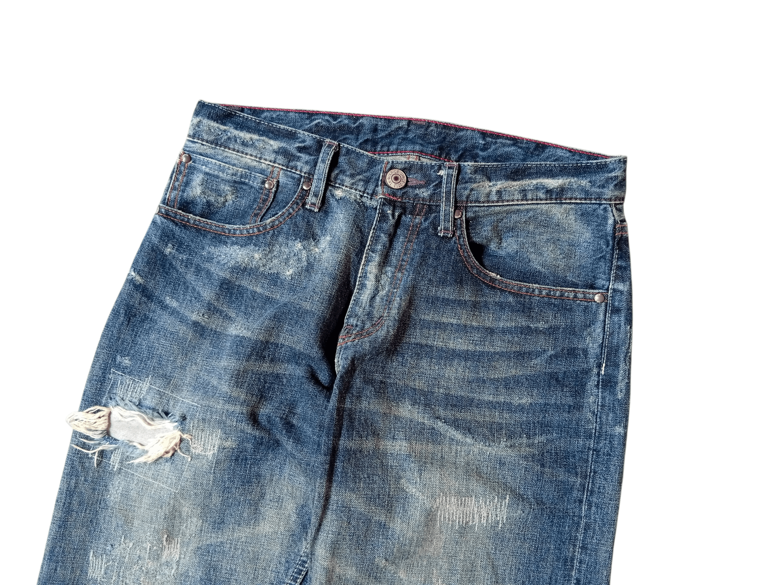 Japanese Brand Takeo Kikuchi distressed patchwork jeans Size US 30 / EU 46 - 2 Thumbnail