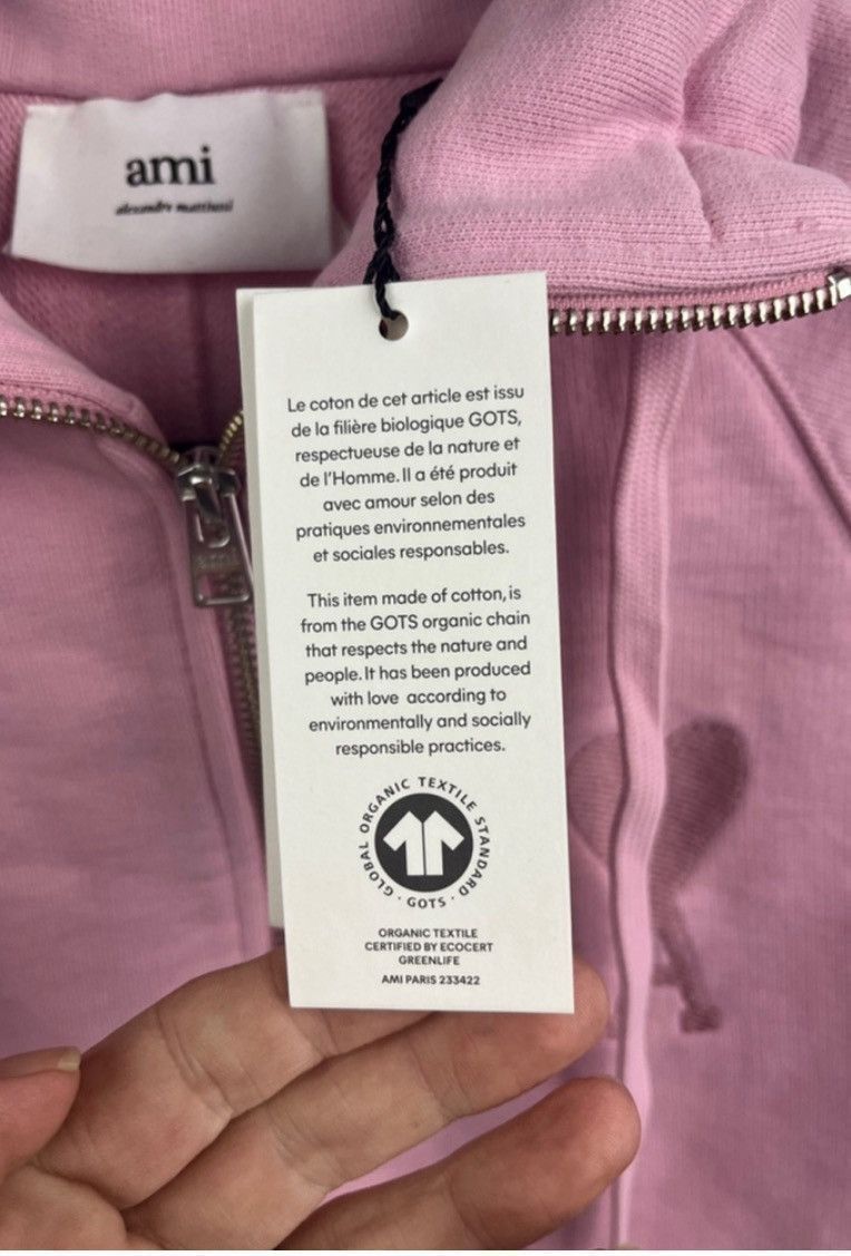 AMI Ami Paris Pink De Coeur Zip Sweatshirt XXS NWT Size XXS / US 00 / IT 34 - 5 Thumbnail