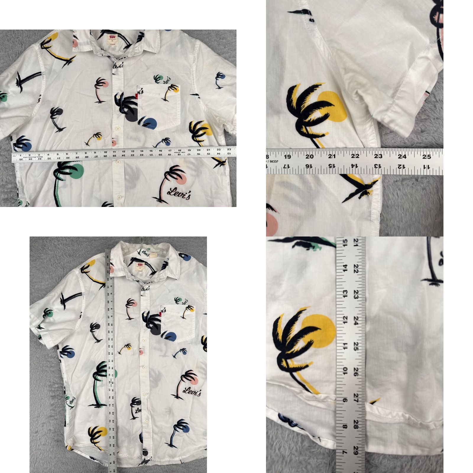 Levi's VINTAGE Levis Shirt Men Extra Large White Palm Tree Sunset Hawaiian Button Up Cotton Size US XL / EU 56 / 4 - 8 Thumbnail