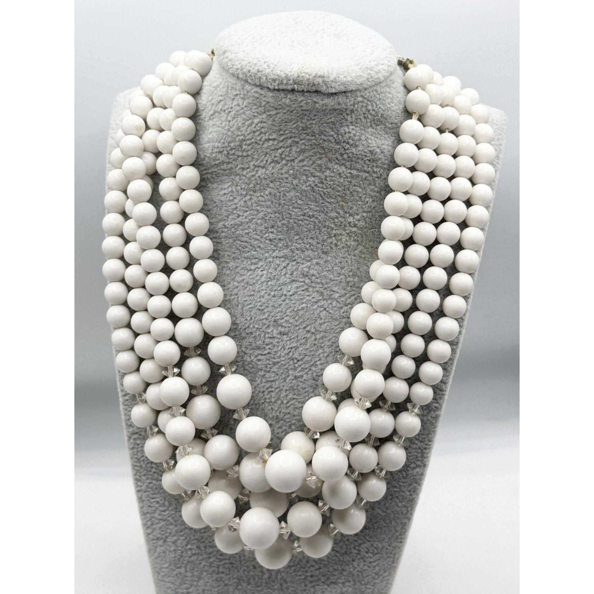 Vintage Vintage five strand crystal white beaded necklace Size ONE SIZE - 1 Thumbnail