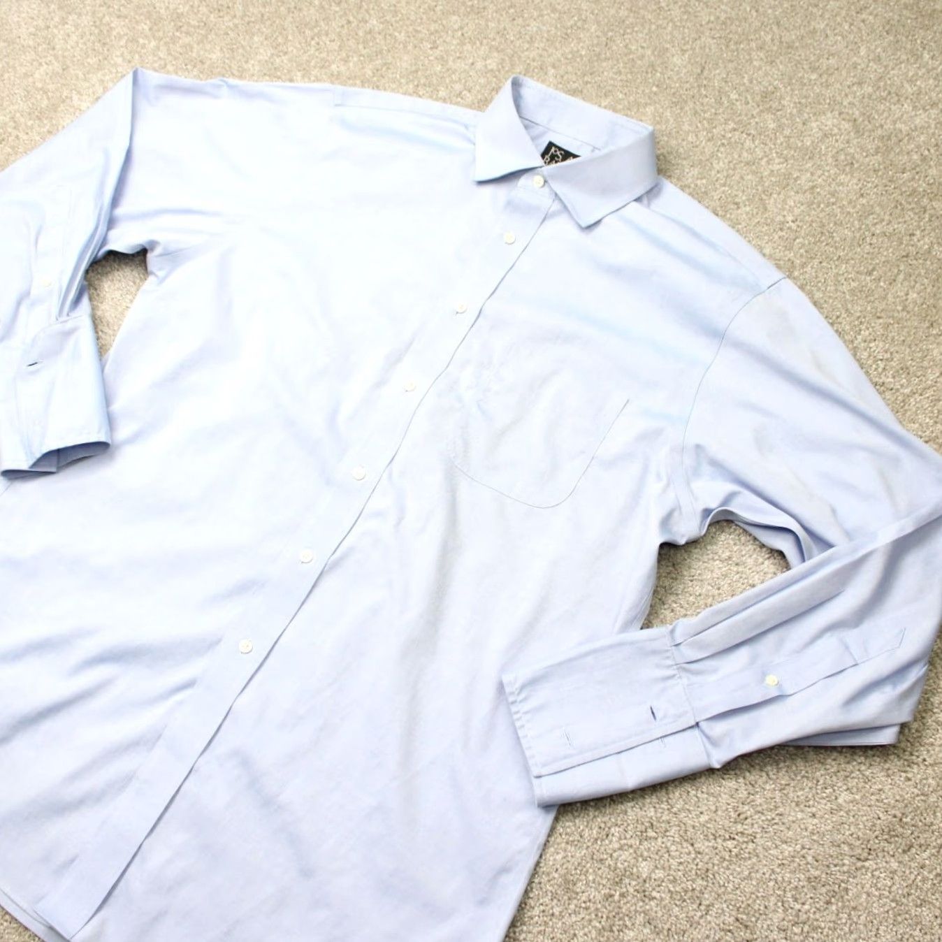 Jos. A. Bank Jos A Bank Shirt Mens 16 1/2, 33 Blue Traveler's Tailored Fit French Cuff L/S Dress Shirt Size US XL / EU 56 / 4 - 3 Thumbnail
