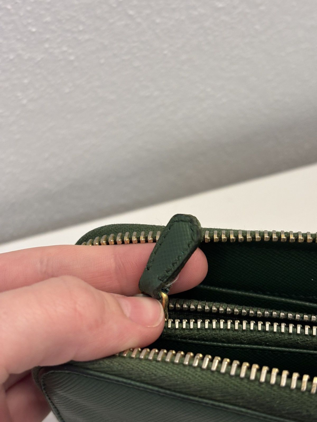 Prada Prada Dark Green Saffiano Leather Logo Zip Around Wallet Size ONE SIZE - 9 Thumbnail
