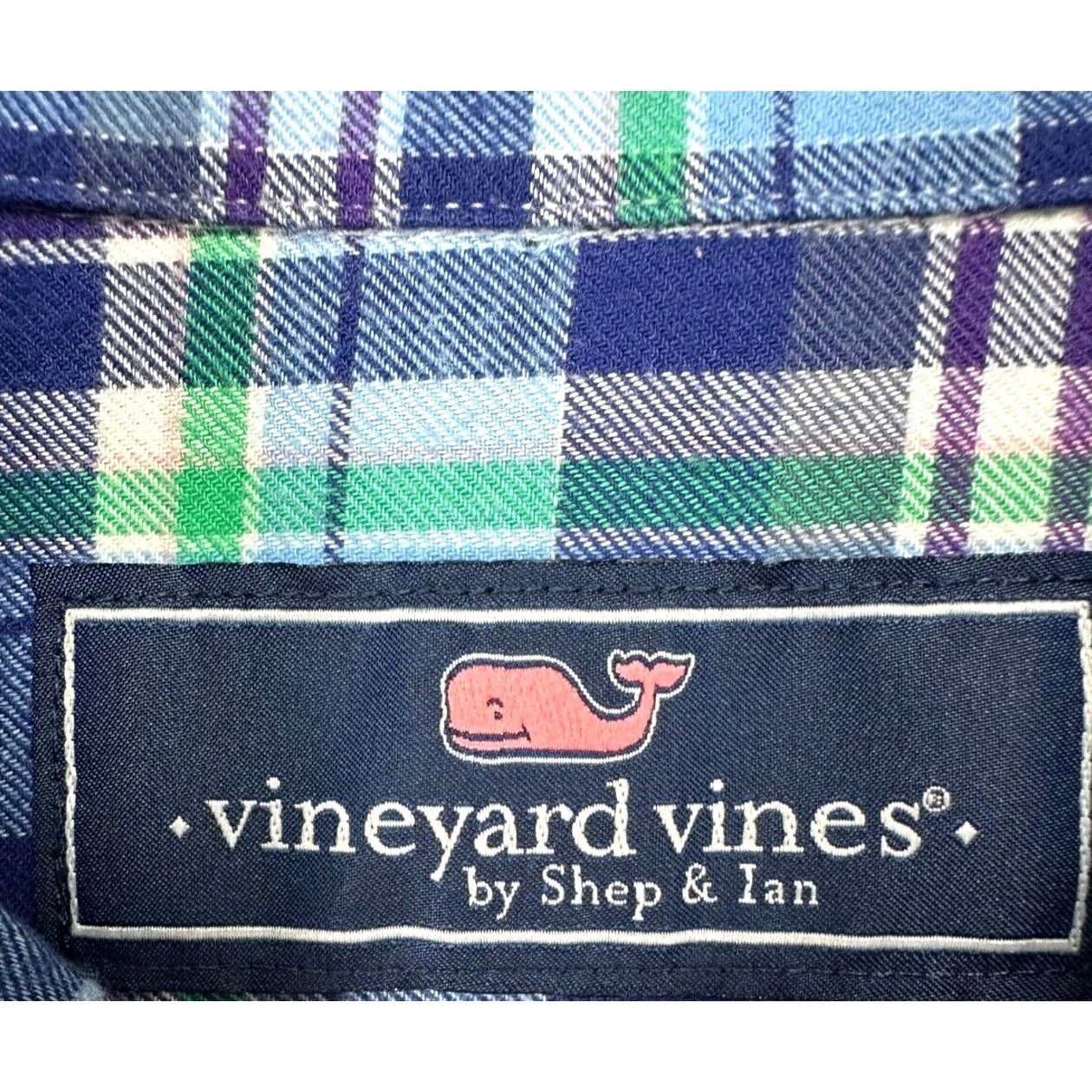 Vineyard Vines Vineyard Vines Whale Shirt Mens Small Slim Fit Plaid Flannel Button-Up Blue Madras Shirt Size US S / EU 44-46 / 1 - 5 Thumbnail