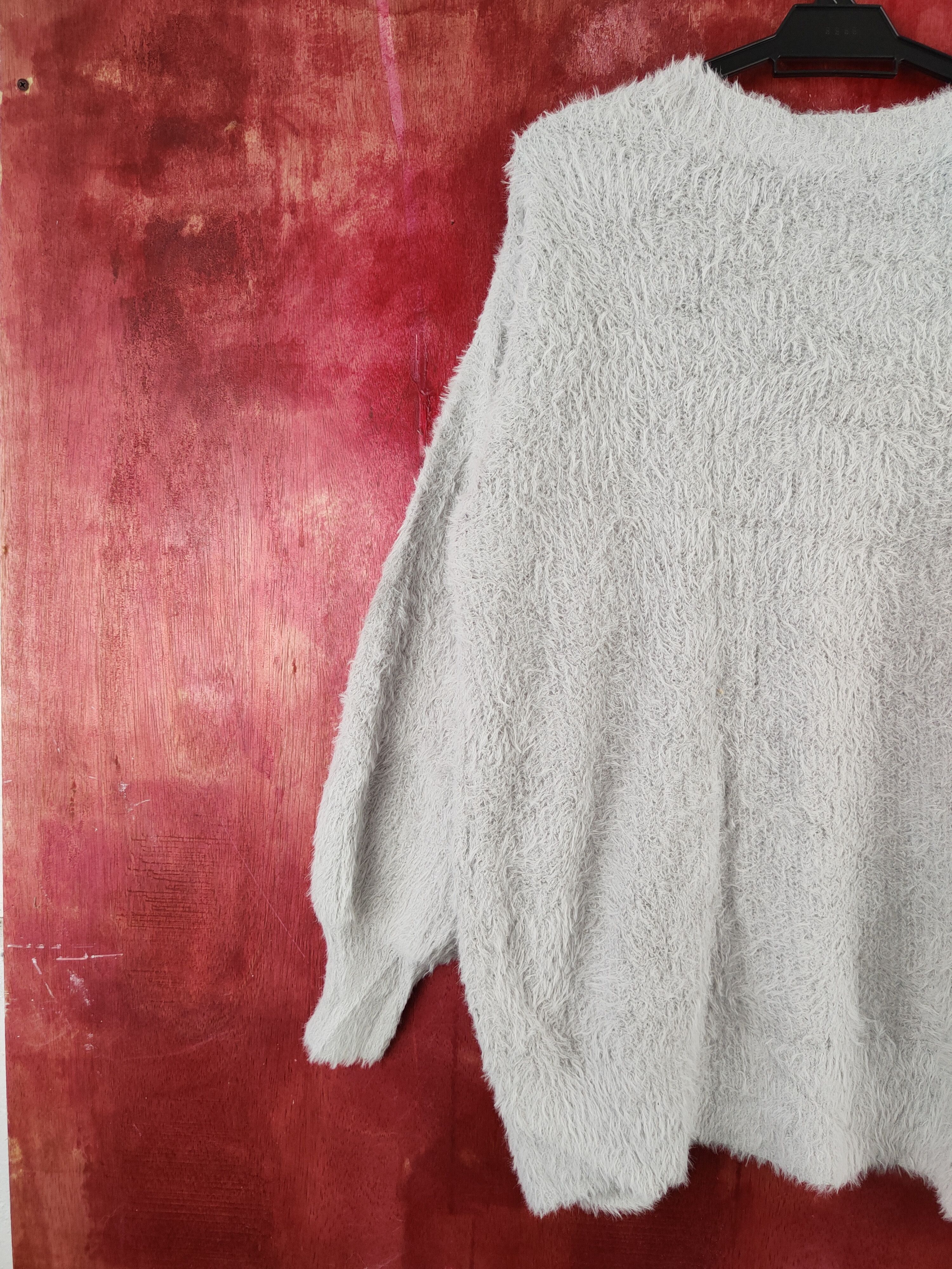 GU × Japanese Brand GU Gray Shag Shaggy Fur Mohair Knitwear Cardigan #S2037 Size L / US 10 / IT 46 - 8 Thumbnail