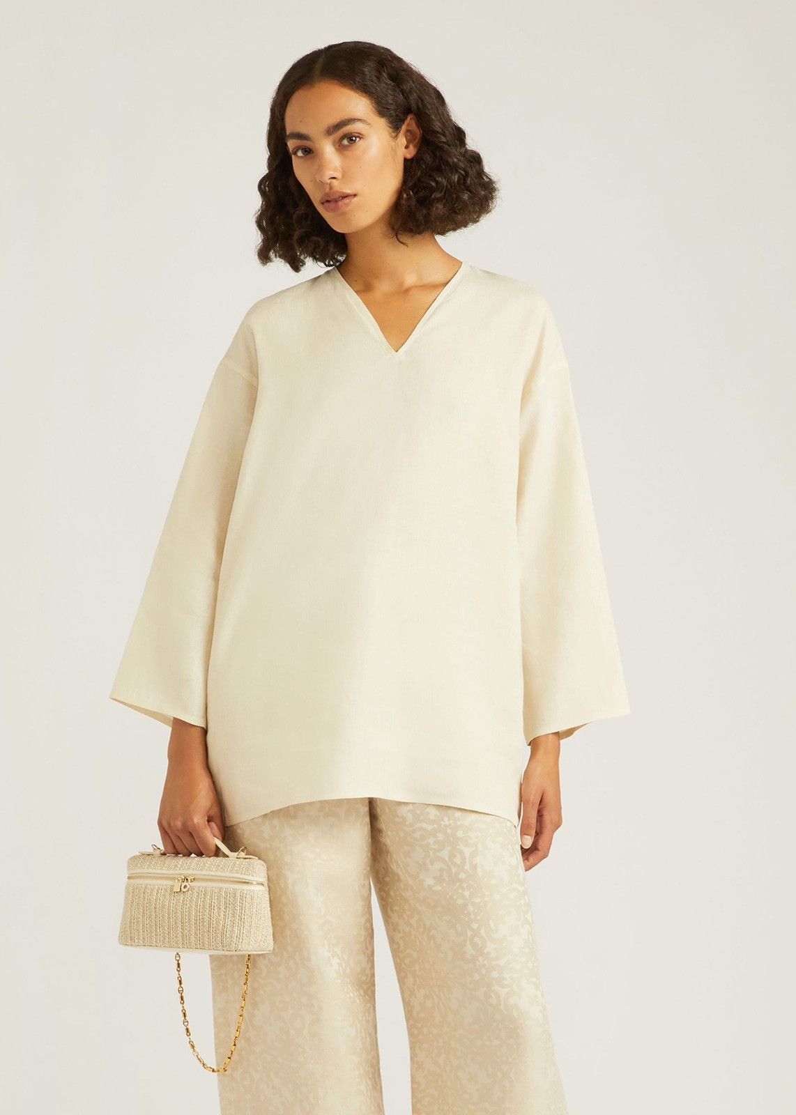 Loro Piana o1srvl11e1224 Delhia Solaire Blouse in Ivory Size L / US 10 / IT 46 - 4 Thumbnail