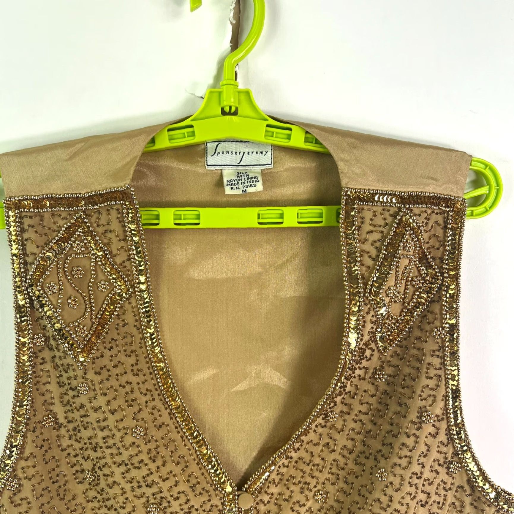 Vintage VINTAGE Spenser Jeremy Gold Beaded Vest M Silk Party Holiday Formal India Size M / US 6-8 / IT 42-44 - 4 Thumbnail