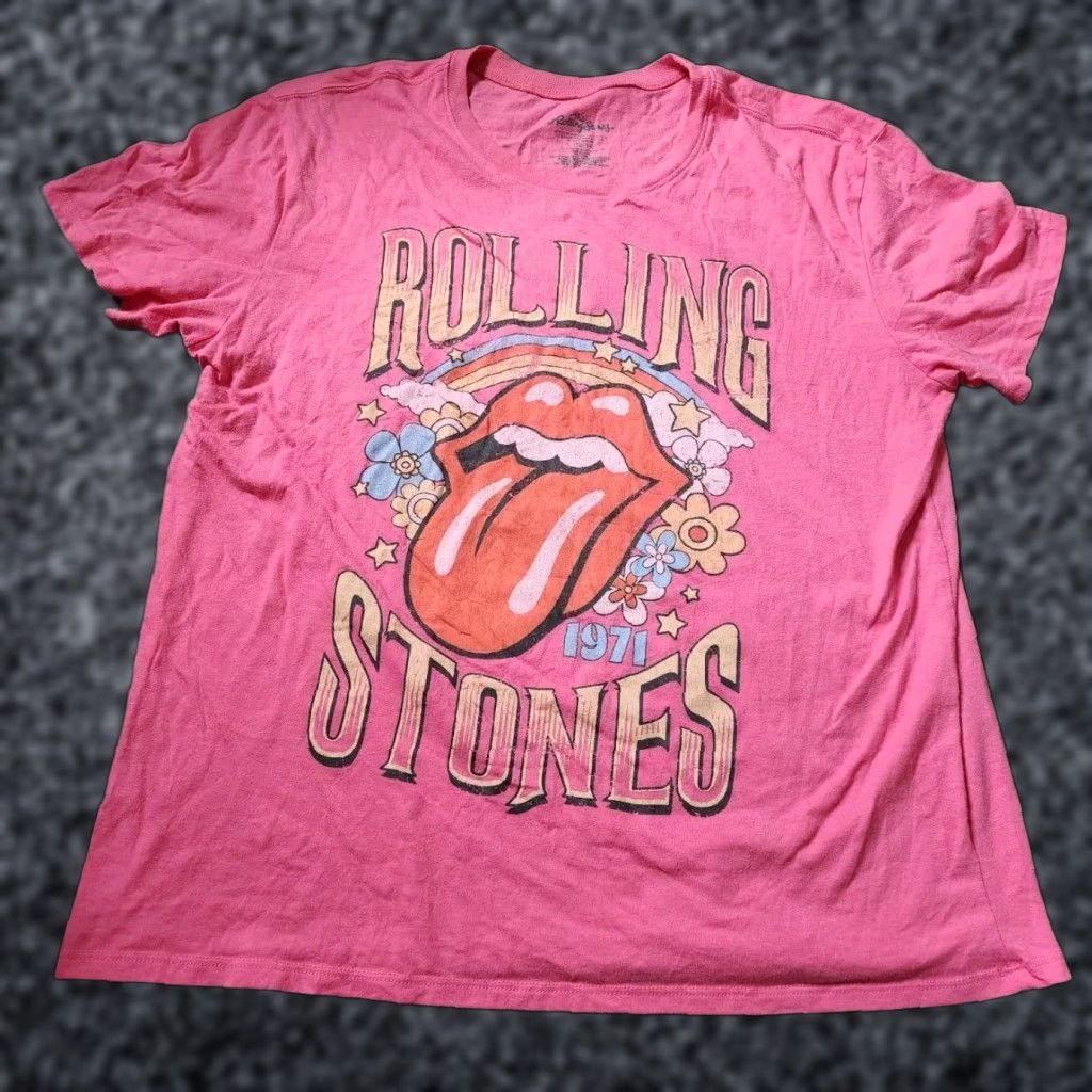 Doublet Rolling Stones T Shirt Womens L Pink 1971 Tour Double Sided Band Tee Short Sleeve Crew Neck Cotton Polyester Knit Size L / US 10 / IT 46 - 1 Thumbnail