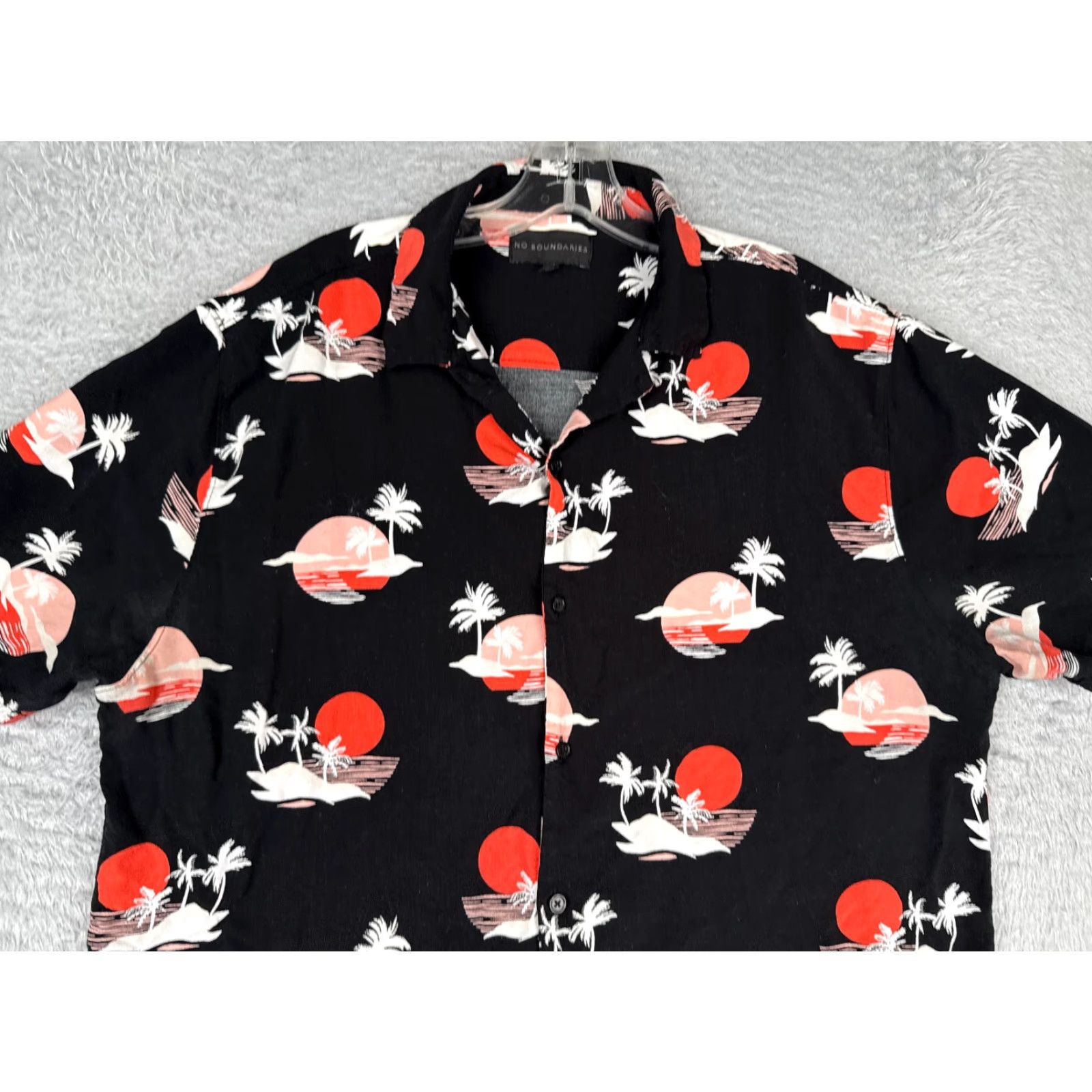 Vintage No Boundaries Shirt Men XL Black Sunset AOP 100% Rayon Hawaiian Beach Vacation Party/Cocktail Spring Summer Fall Winter Casual Size US XL / EU 56 / 4 - 4 Thumbnail