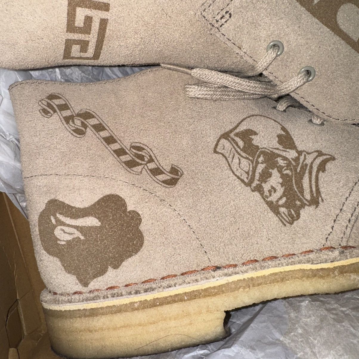 Bape × Clarks Bape Clark’s Desert Boot Grey Embossed Size US 10.5 / EU 43-44 - 4 Thumbnail