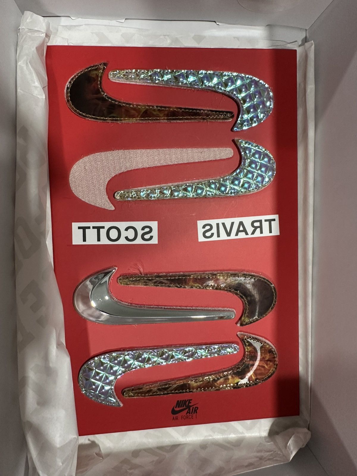 Nike × Travis Scott Travis Scott Nike Air Force 1 Sail Swooshes + Shoebox ONLY Size ONE SIZE - 1 Thumbnail
