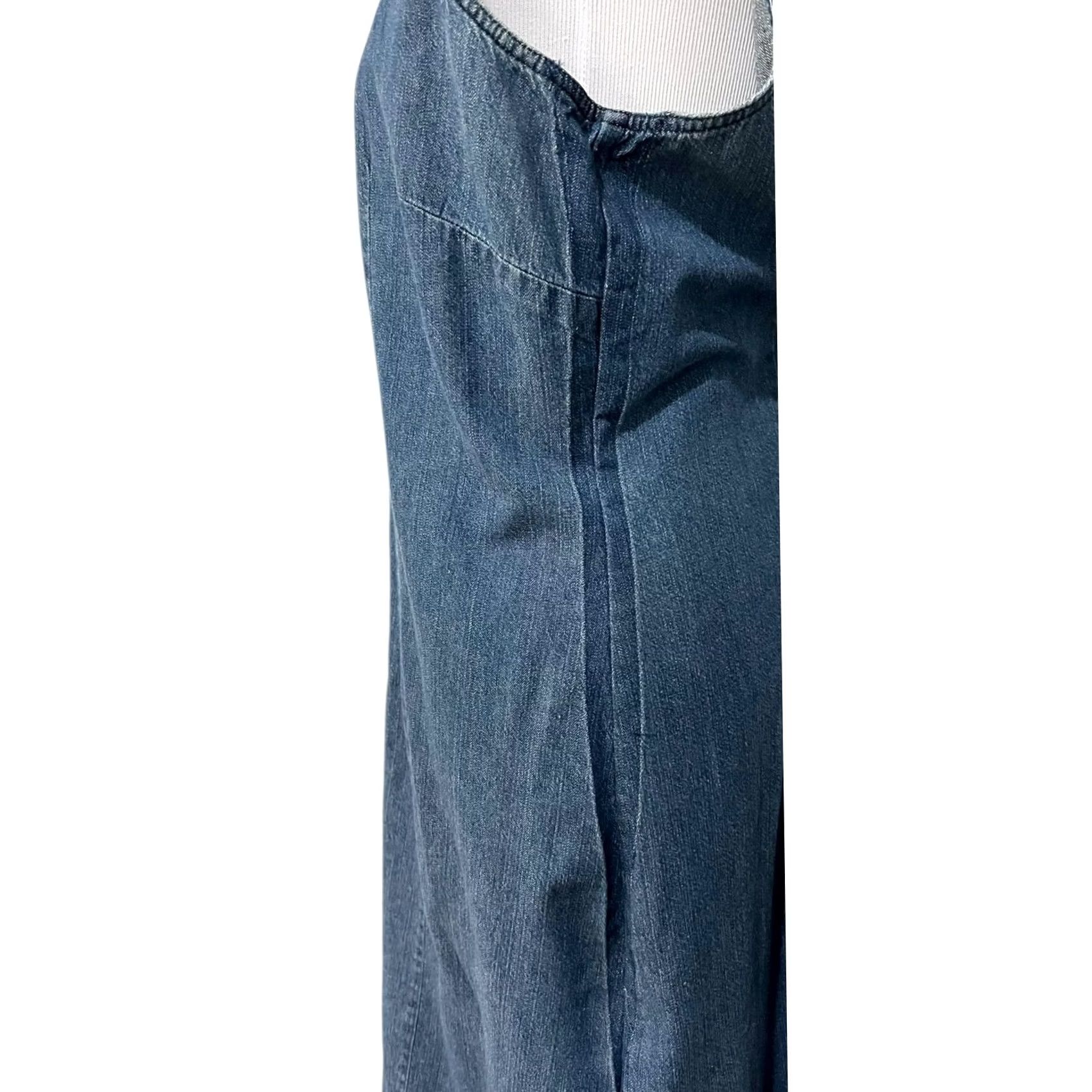 Basic Editions VINTAGE Basic Editions Denim Midi Dress Womens 16 Blue Cotton 100% Button Collared Sleeveless Shirt Dress Size 38" / US 16 / IT 52 - 3 Thumbnail