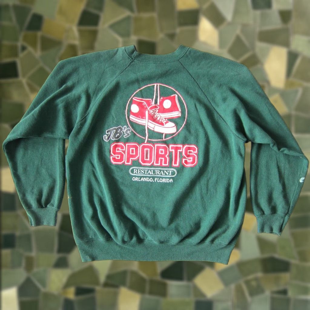 Hanes VINTAGE Hanes Sweatshirt Men XL Green Distressed Sports JB's Restaurant Orlando Florida Size US XL / EU 56 / 4 - 1 Thumbnail