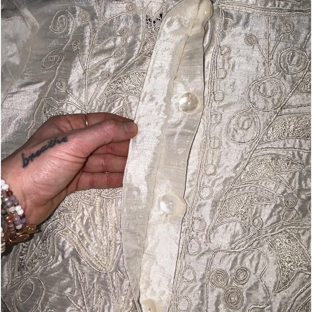 Designer Vintage Boho Embroidered Beaded Floral Shacket M/L Size L / US 10 / IT 46 - 9 Thumbnail