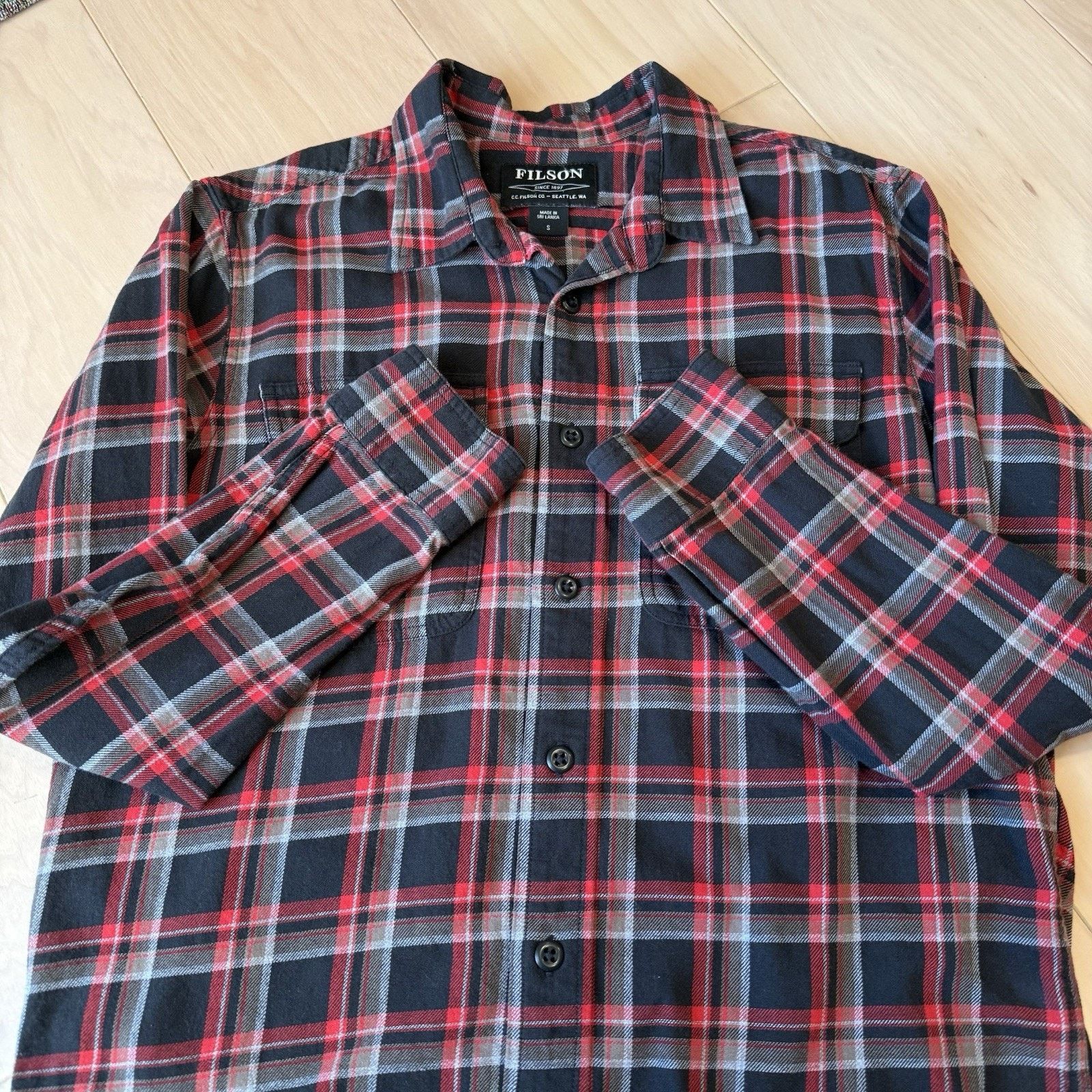 Filson Filson Scout Shirt S Black Red Lightweight Cotton Flannel Size US S / EU 44-46 / 1 - 4 Thumbnail