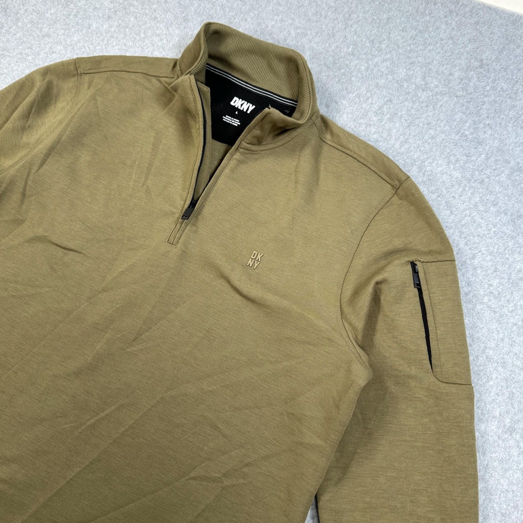 DKNY DKNY Sweatshirt Mens Large Green 1/4 Zip Mock Neck Sleeve Pocket Pullover Size US L / EU 52-54 / 3 - 2 Thumbnail