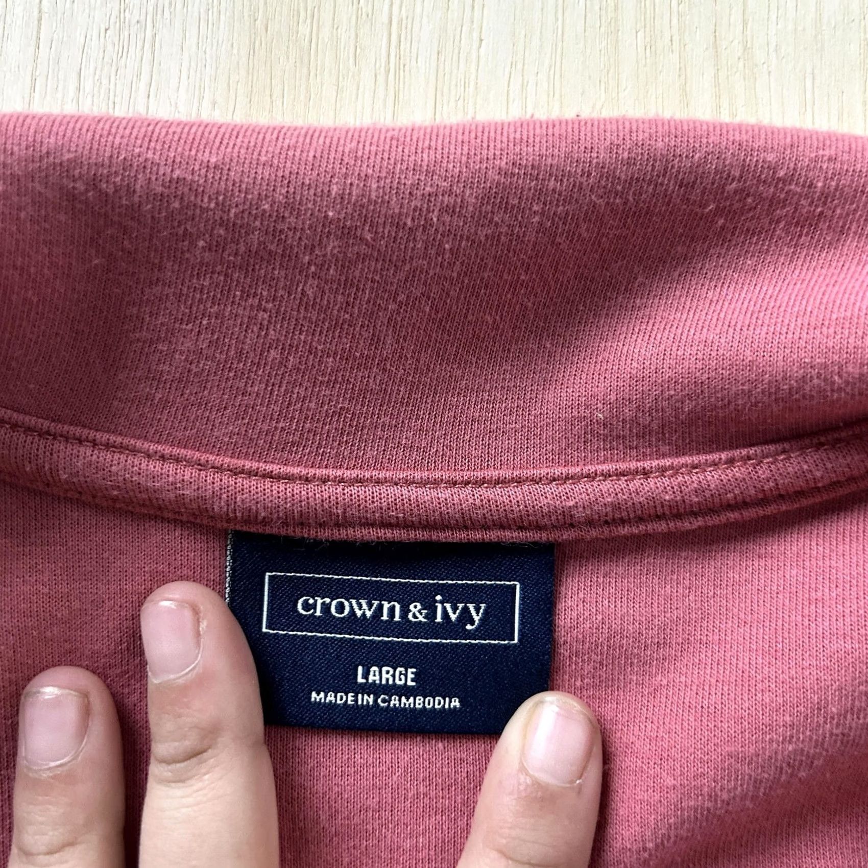 Vintage Crown & Ivy Sweatshirt Mens Large Pink 1/4 Zip Pullover Crown Logo Mock Neck Size US L / EU 52-54 / 3 - 2 Thumbnail