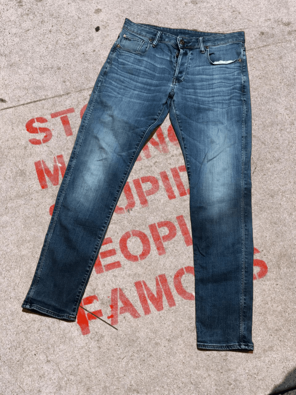 G-Star G Star Raw 3301 Slim Fit Tapered Button Fly Whisker Denim Size US 32 / EU 48 - 1 Thumbnail