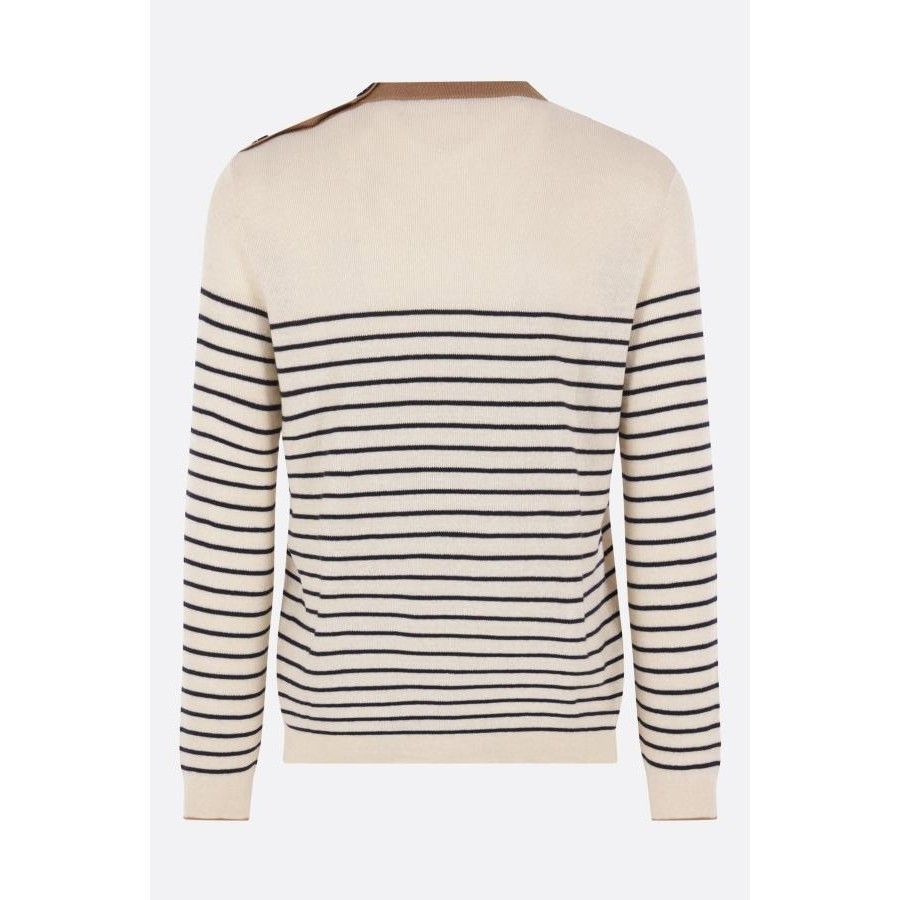 Prada PRADA Striped White Linen Blend Sweater New & Authentic (Men Size US L / EU 52-54 / 3 - 2 Thumbnail