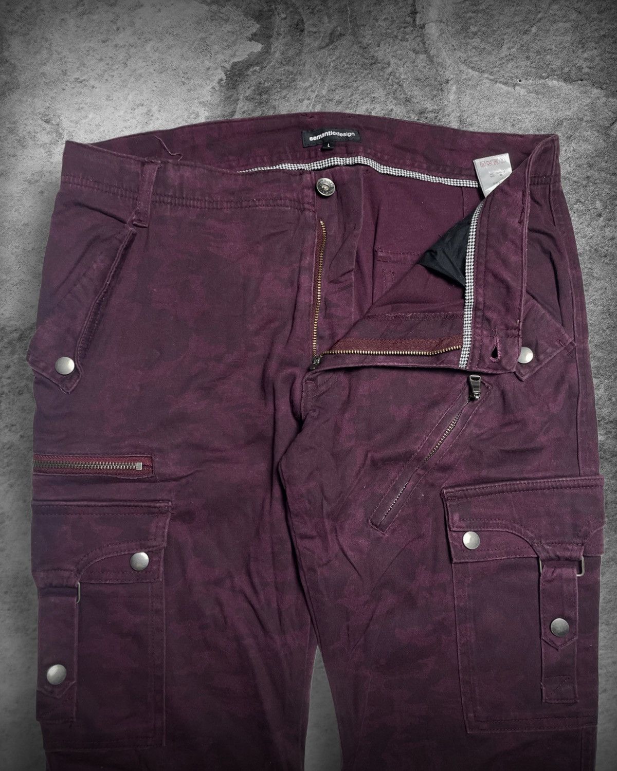 semanticdesign Semantic Design Burgundy Cargo Utility Pants – Size L (W33) Size US 33 - 2 Thumbnail