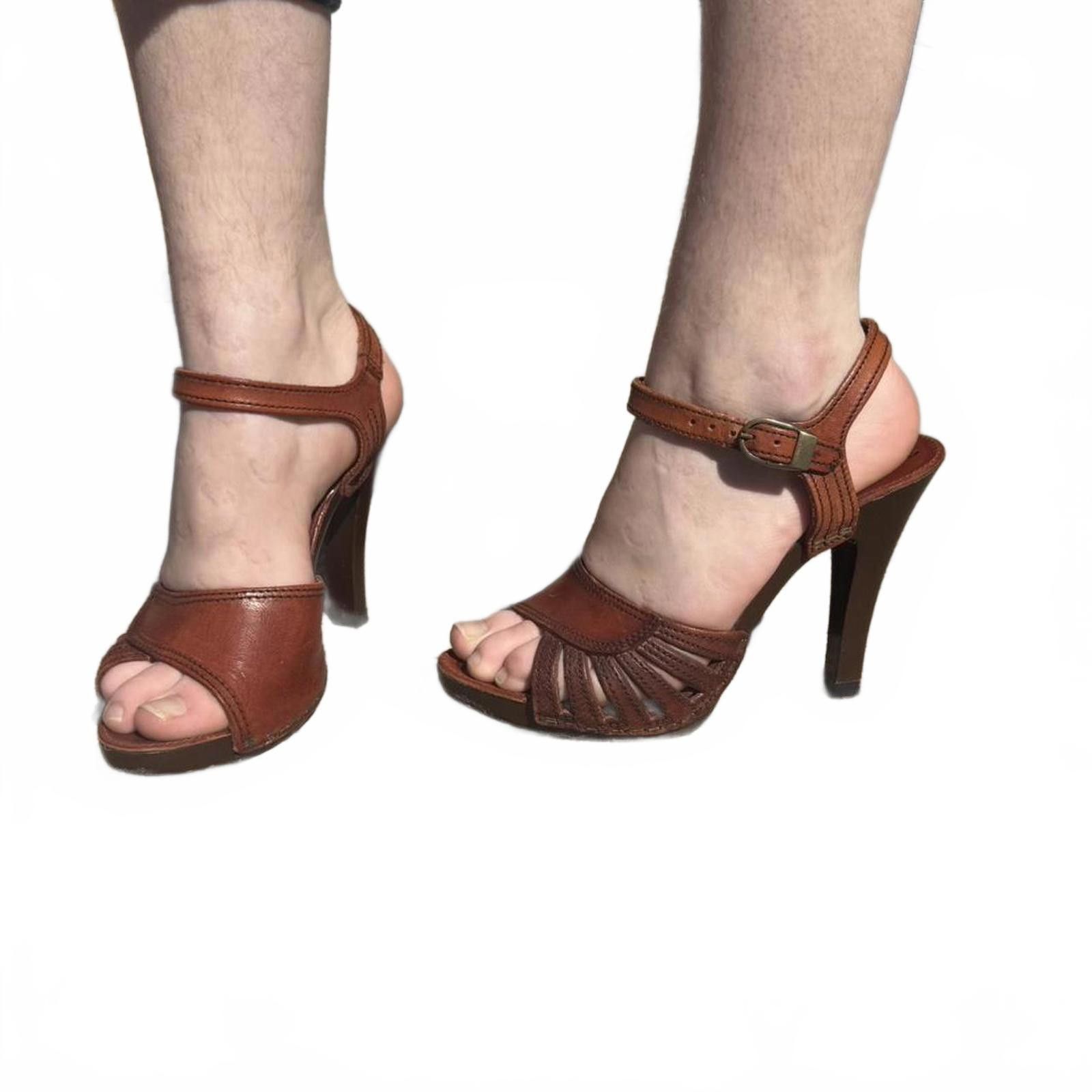 Other 70s Leather Platform Heels Slingback Peep Toe –Italy Size US 6 / IT 36 - 1 Thumbnail