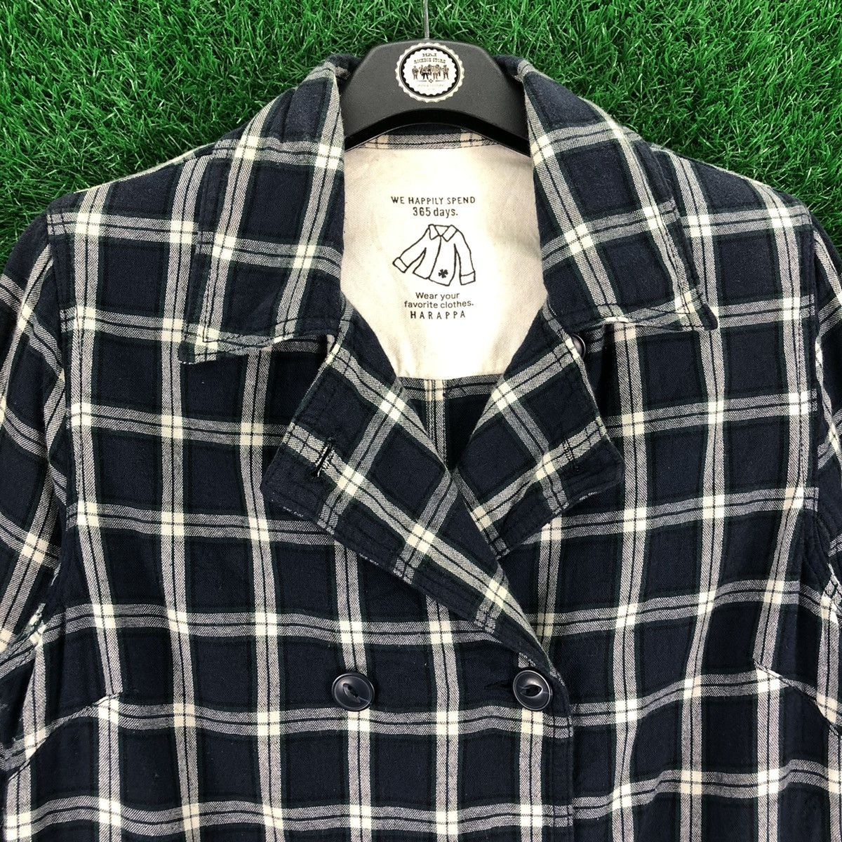 Japanese Brand Vintage Double Breasted Checkered Jacket by Harappa Size S / US 4 / IT 40 - 7 Thumbnail