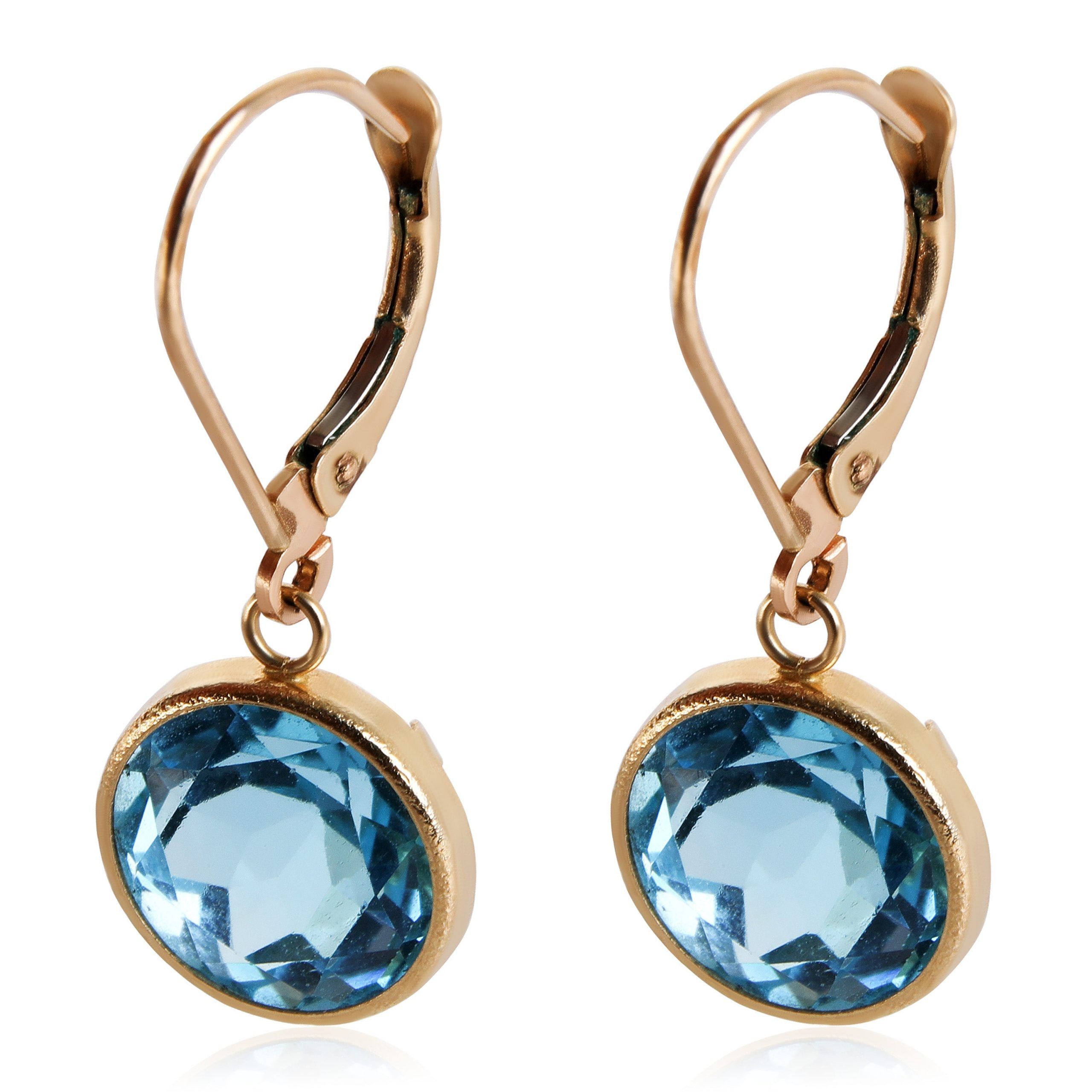 Other Blue Topaz Drop Earrings in 14k Yellow Gold Size ONE SIZE - 1 Thumbnail