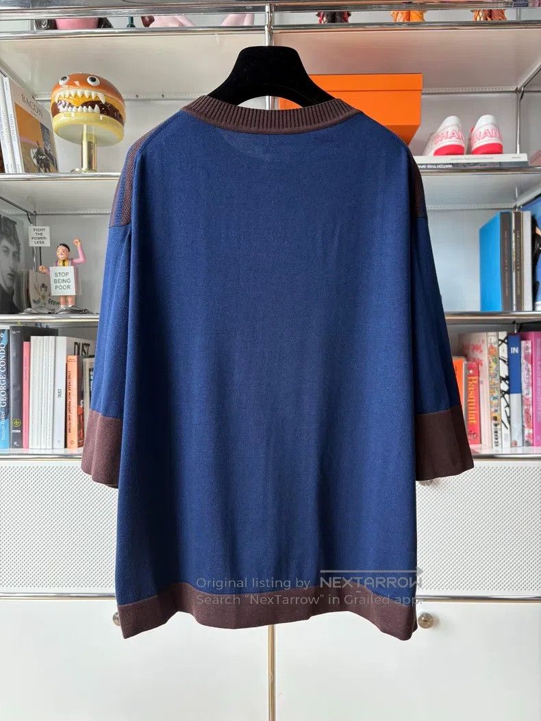 Hermes Hermes Blue Brown Geometric Pattern Round Neck Short Sleev Size XS / US 0-2 / IT 36-38 - 5 Thumbnail