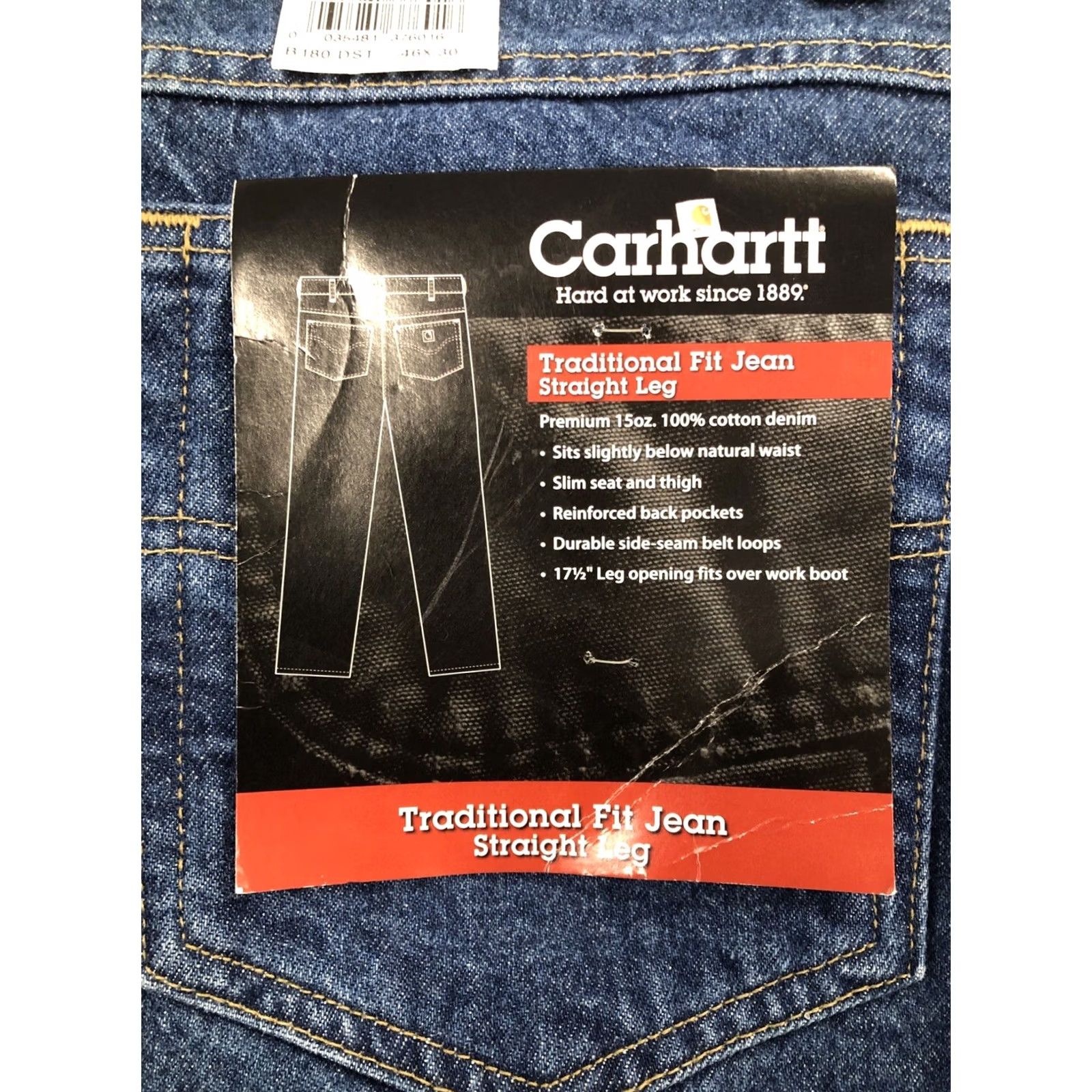 Carhartt Carhartt Jeans 46x30 Denim Straight Leg 5-Pocket Zipper Fly NWT DST B180 DST Big & Tall Mens Blue Denim Jeans Size US 30 / EU 46 - 3 Thumbnail