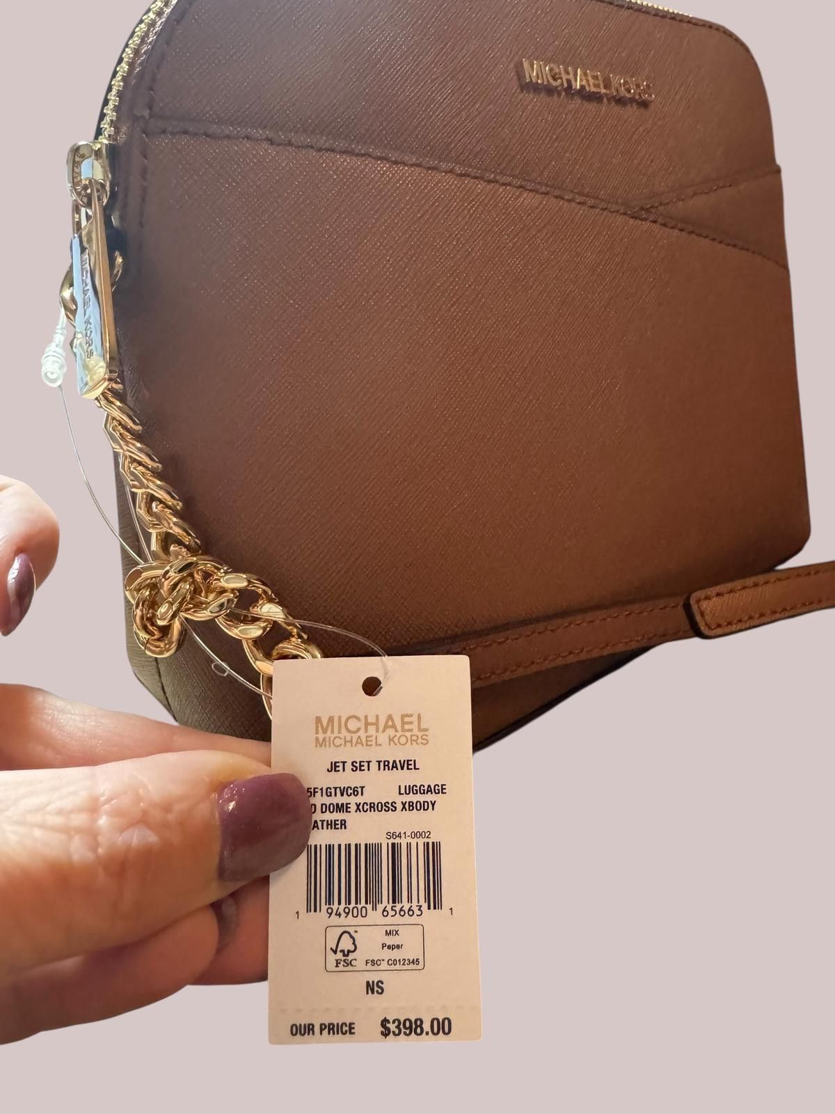 Michael Kors Michael Kors Brown Leather Crossbody with Gold Chain Strap Size ONE SIZE - 5 Thumbnail