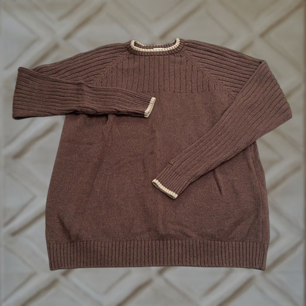 Vintage Columbia Pullover Sweater Mens XL Brown Crew Neck Ribbed Knit 100% Cotton Casual Check Knit Style Tight-Knit Regular Fit Mens Size US XL / EU 56 / 4 - 1 Thumbnail