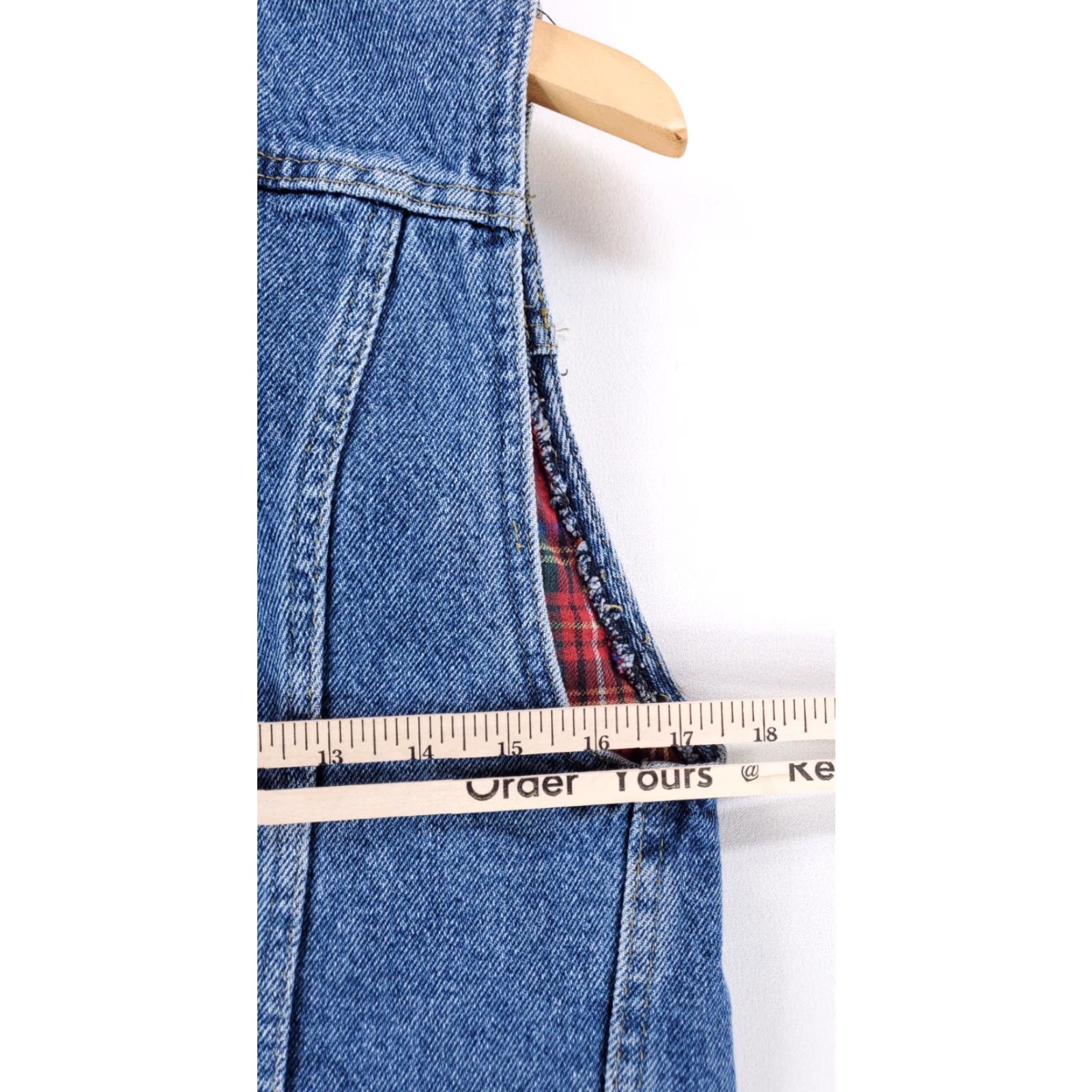 Lee VINTAGE Lee Vest Denim Blue 80s 90s Tartan Lined Womens M Made in USA Size M / US 6-8 / IT 42-44 - 7 Thumbnail