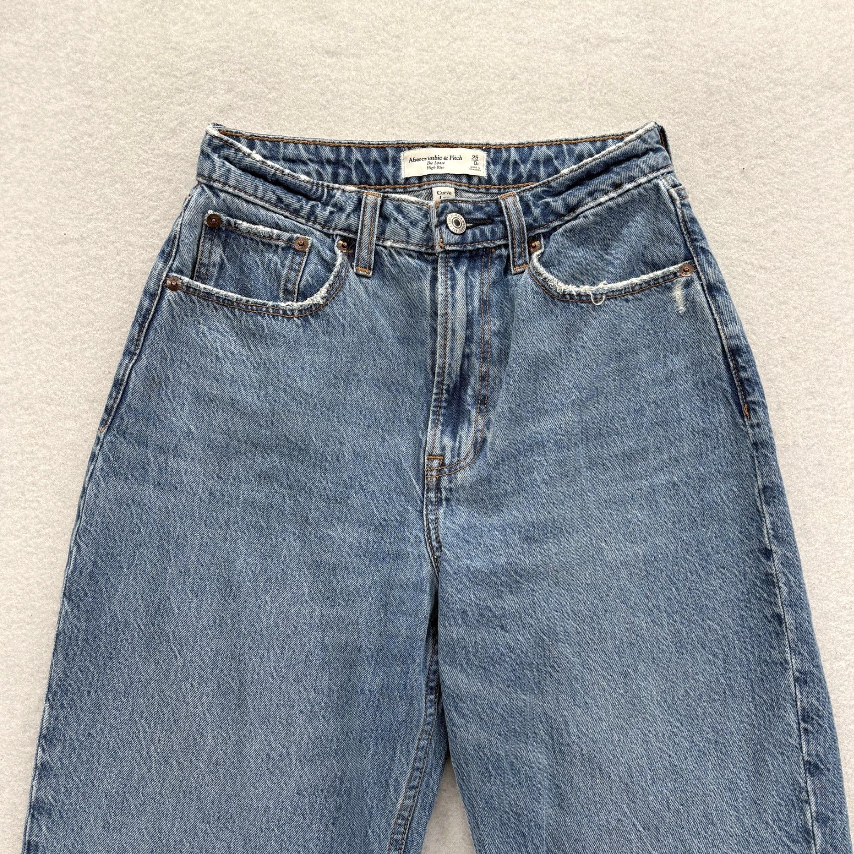 Abercrombie & Fitch Abercrombie & Fitch Jeans Womens 0 Blue High Rise Wide-Leg 25in Inseam 30in Distressed Pockets Stretch Denim Skinny? (Note: This line seems off) Size 25" / US 0 / IT 36 - 2 Thumbnail