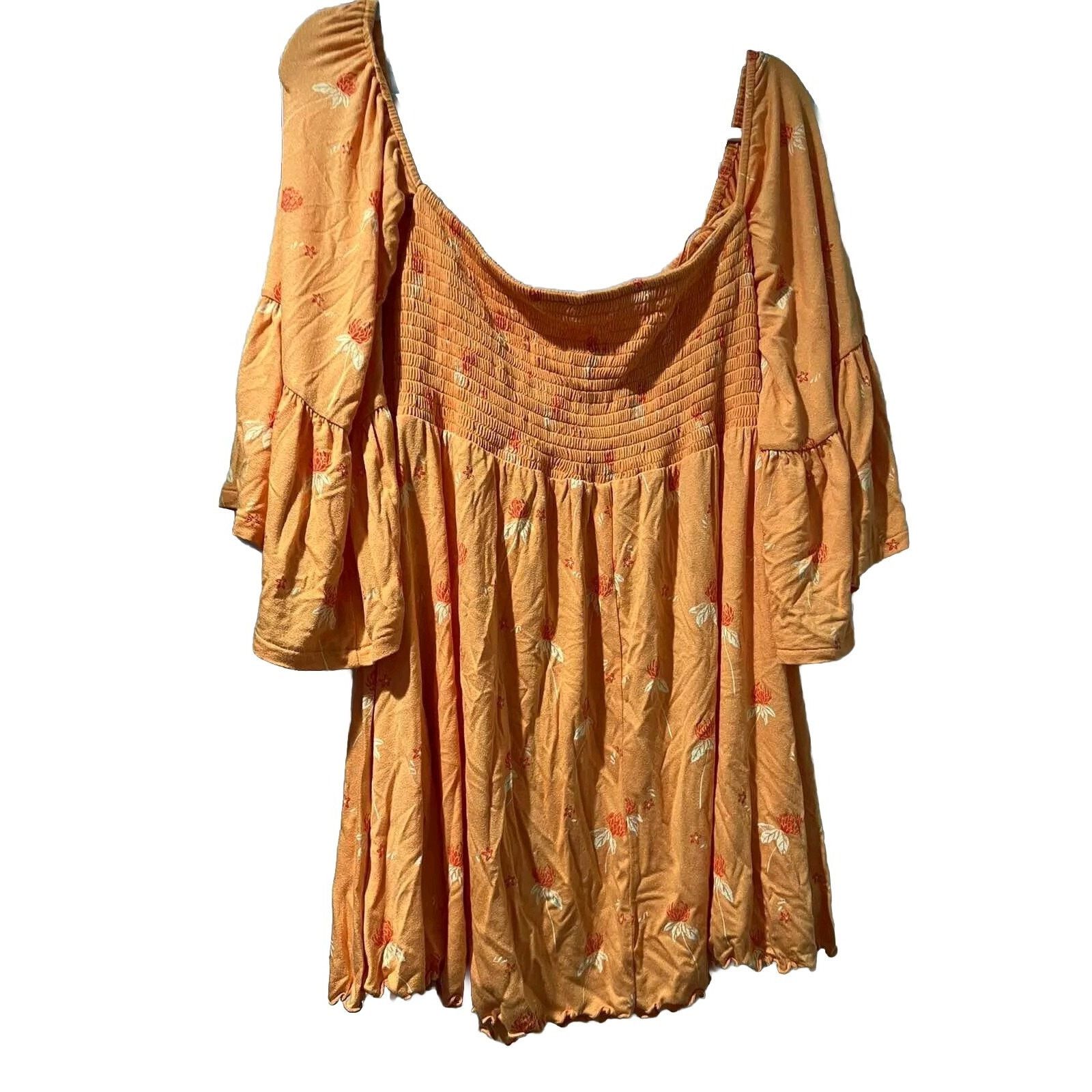 Free People Free People Women Lana Orange Tunic Off Dress Size L A000507 Size L / US 10 / IT 46 - 8 Thumbnail
