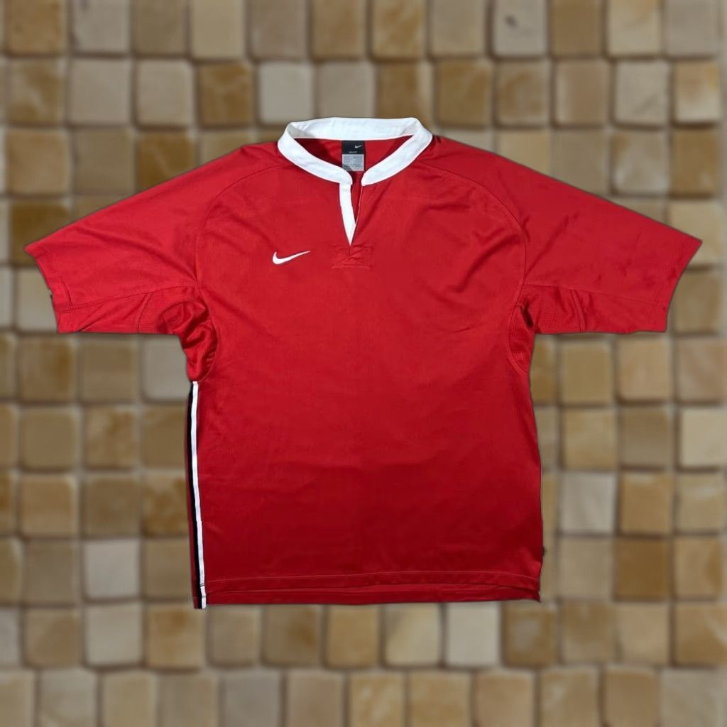 Nike Nike Dri-Fit Embroidered Mini Swoosh Logo Polyester Sports Rugby Jersey Shirt XL Red Men T-Shirt Pullover Short Sleeve Activewear Shirt Size US XL / EU 56 / 4 - 1 Thumbnail