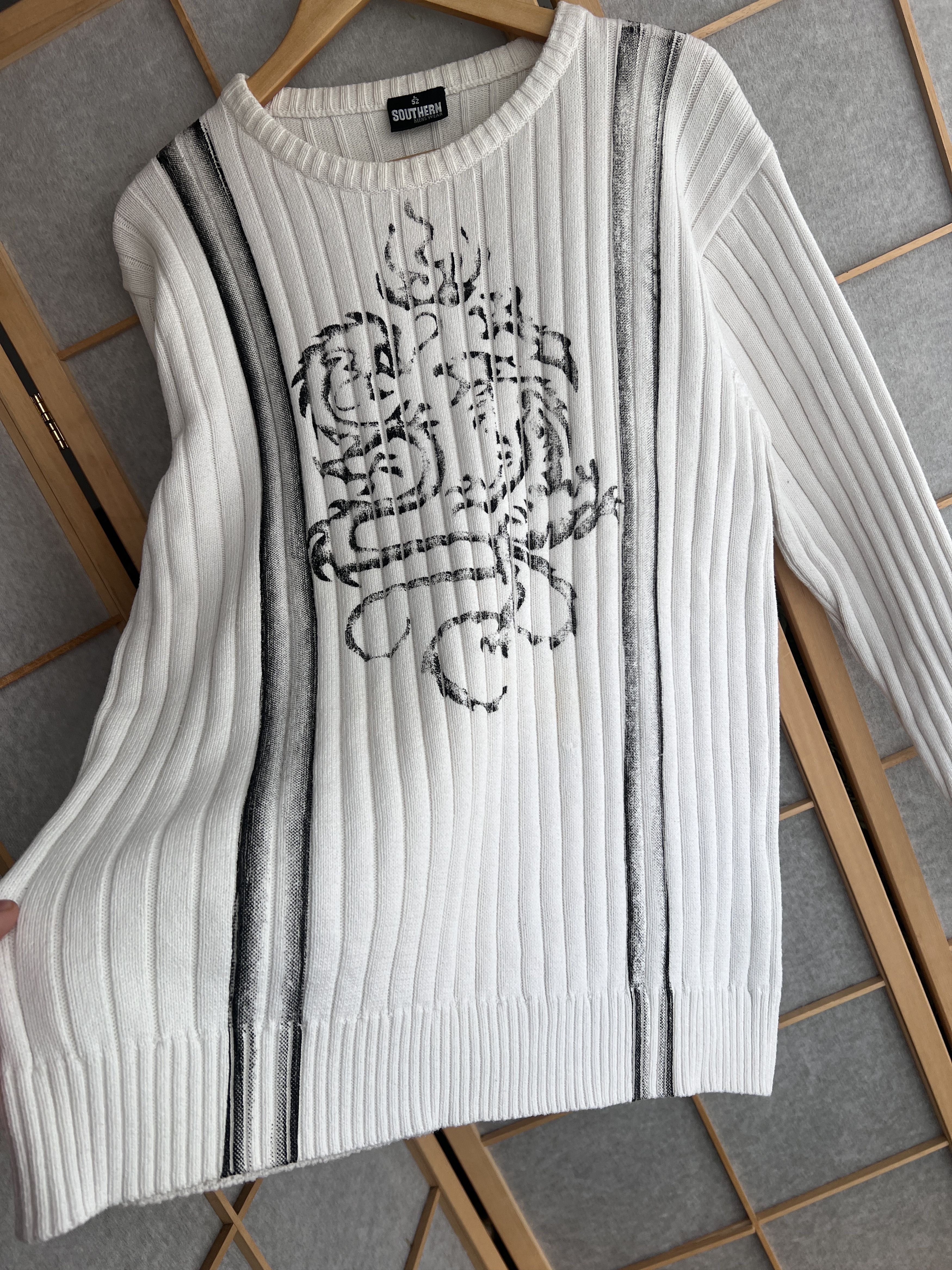 Japanese Brand Japan tribal 2000s Y2K ribbed structure knit sweater dragon Size US L / EU 52-54 / 3 - 17 Thumbnail