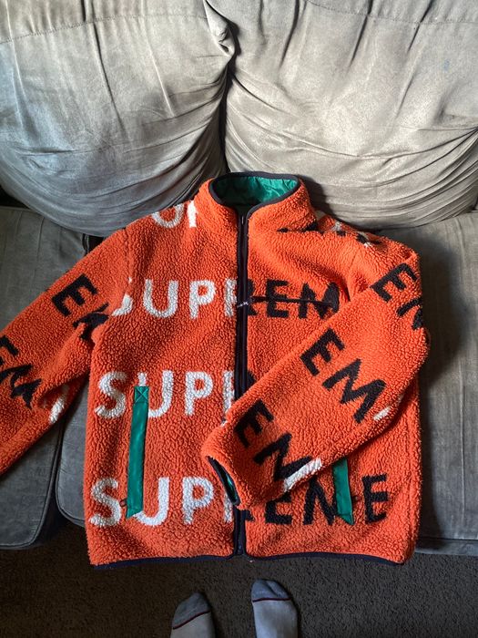 Supreme Supreme Reversible Logo Fleece Jacket Orange/Green | Grailed