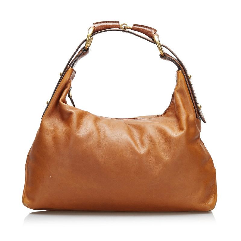 image of Gucci Leather Horsebit Hobo Bag in Brown, Women's
